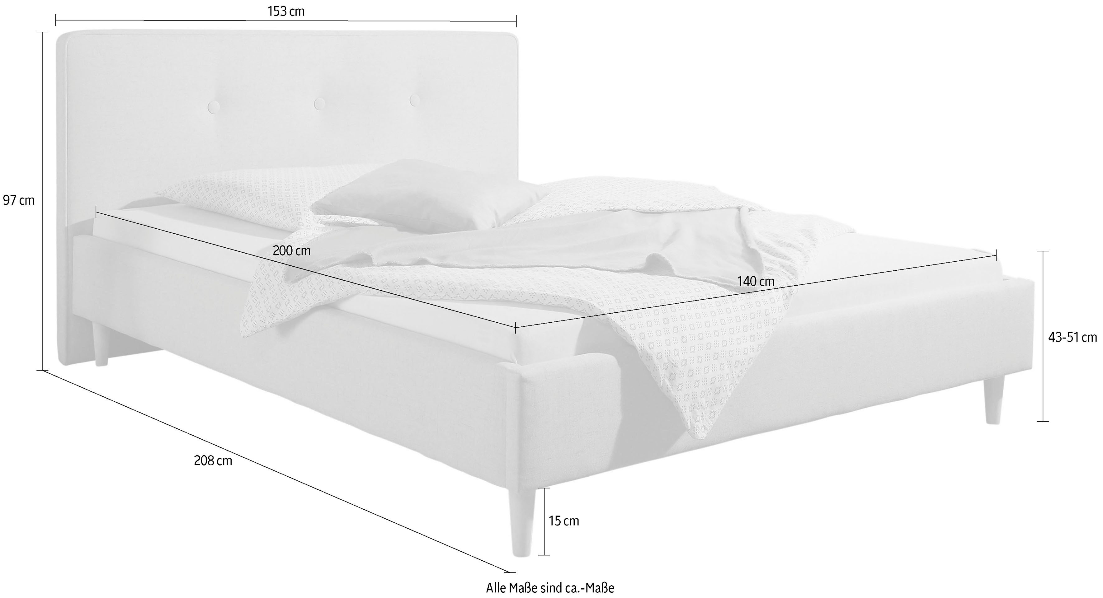 Maintal Gestoffeerd bed Lonepine Zijkanten van het bed zelf te monteren, zonder bedkist
