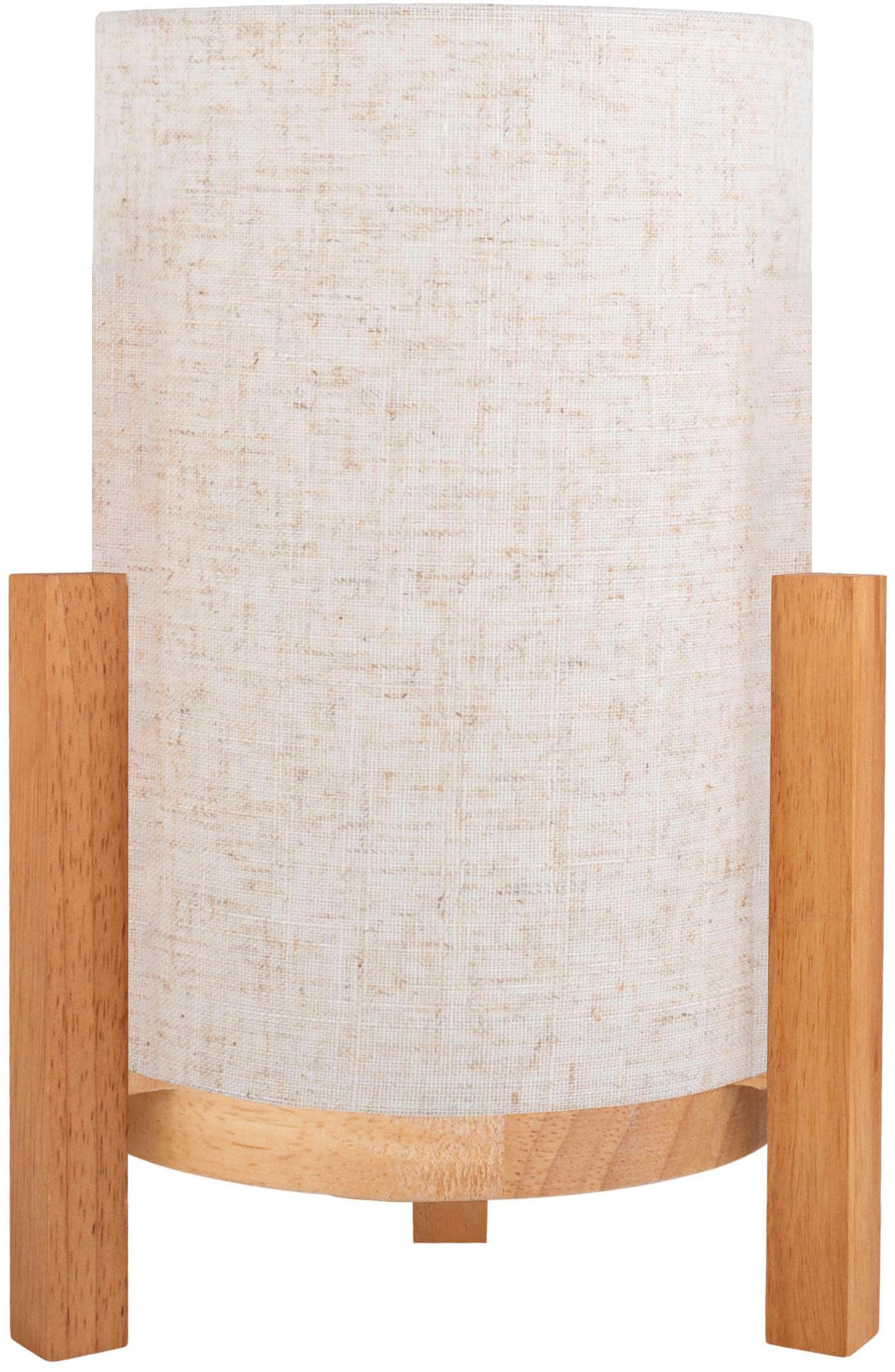 näve Led-tafellamp Matida Accu-werking, incl. USB-C-kabel, houten frame, textielscherm, dimbaar (1 stuk)