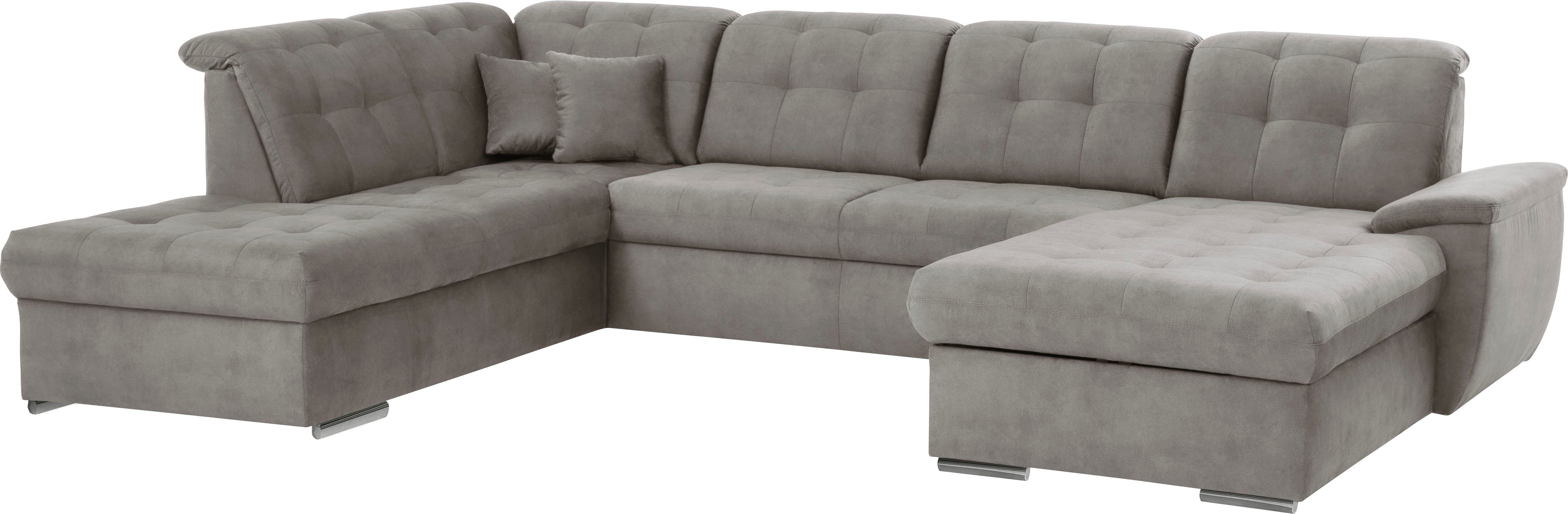 exxpo - sofa fashion Zithoek Durango, uitgebreide zit- en rugverwerking, comfortabel, U-vorm inclusief verstelbare hoofdsteun, naar keuze met slaapfunctie en bedkist (4-delig)