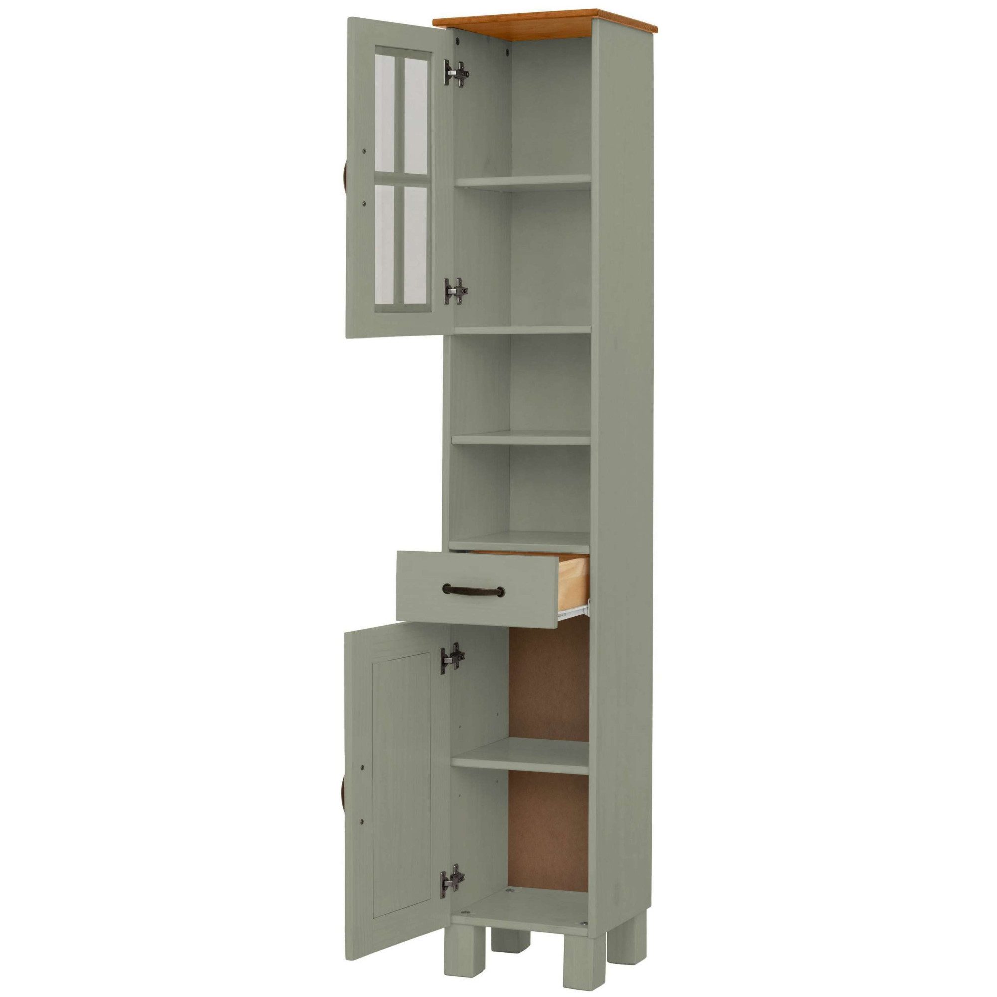 Home affaire Hoge kast Rodby Massief, FSC®-gecertificeerd hout, breedte 33 cm, hoogte 180 cm