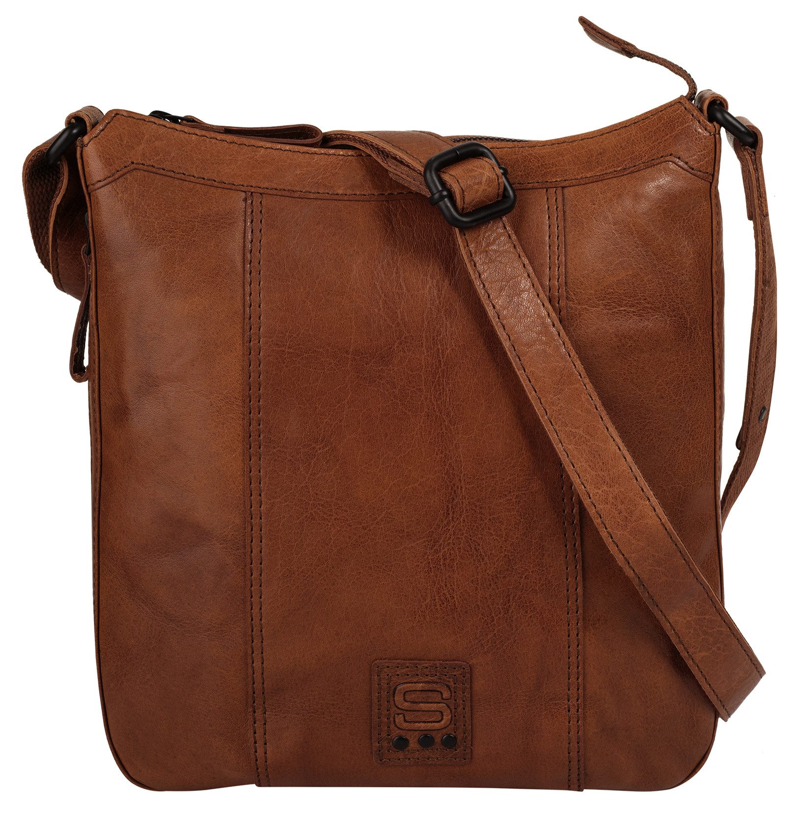 Spikes & Sparrow Schoudertas echt leder dames tassen maat Onesize bruin