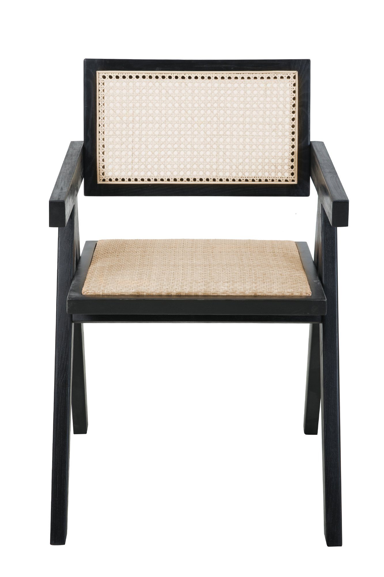 SIT Stoel met armleuningen beklede zitting, rugleuning en zitting met rotan