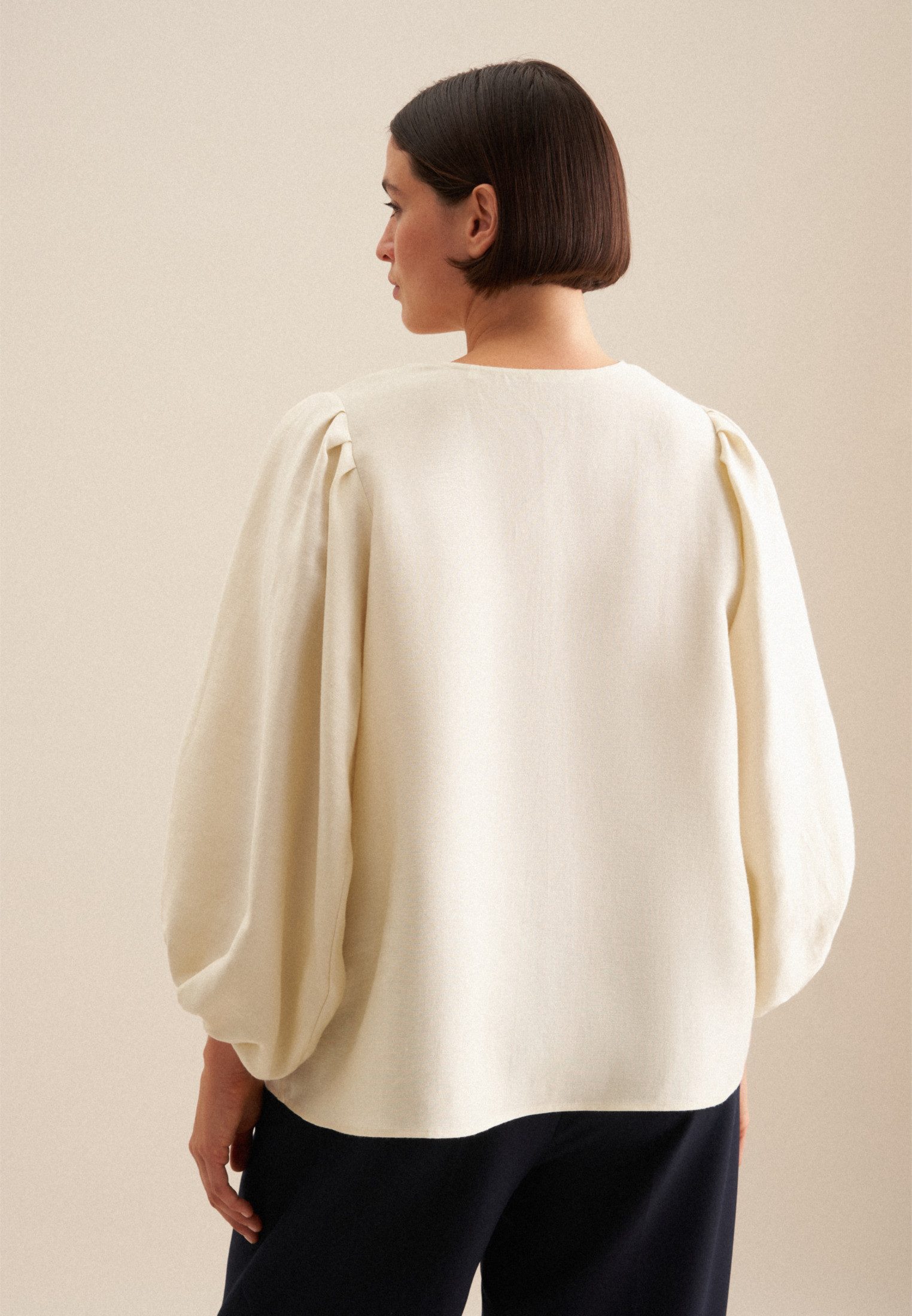 seidensticker Shirtblouse Zwarte roos 3/4-mouwen v-hals uni