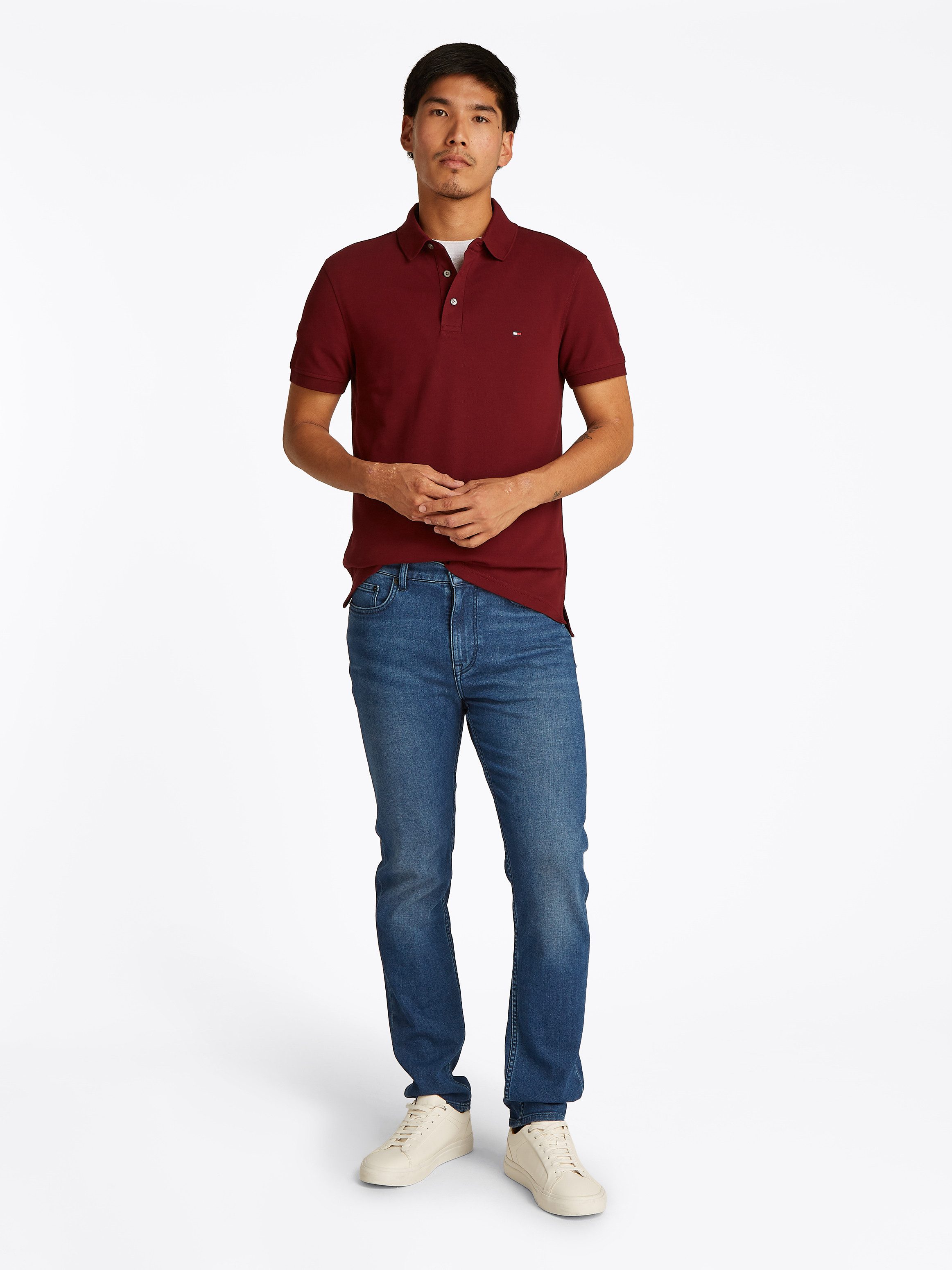 Tommy Hilfiger Poloshirt 1985 SLIM POLO met piquéstructuur en borduursel
