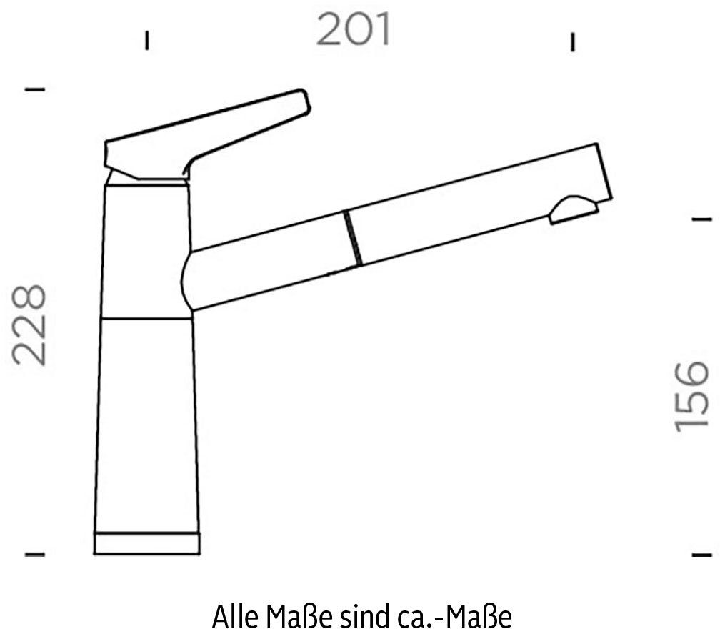 Schock Keukenkraan SC-510 SB ND Lagedruk, uitschuifbaar, terugstroombeveiliging, draaibereik 120°