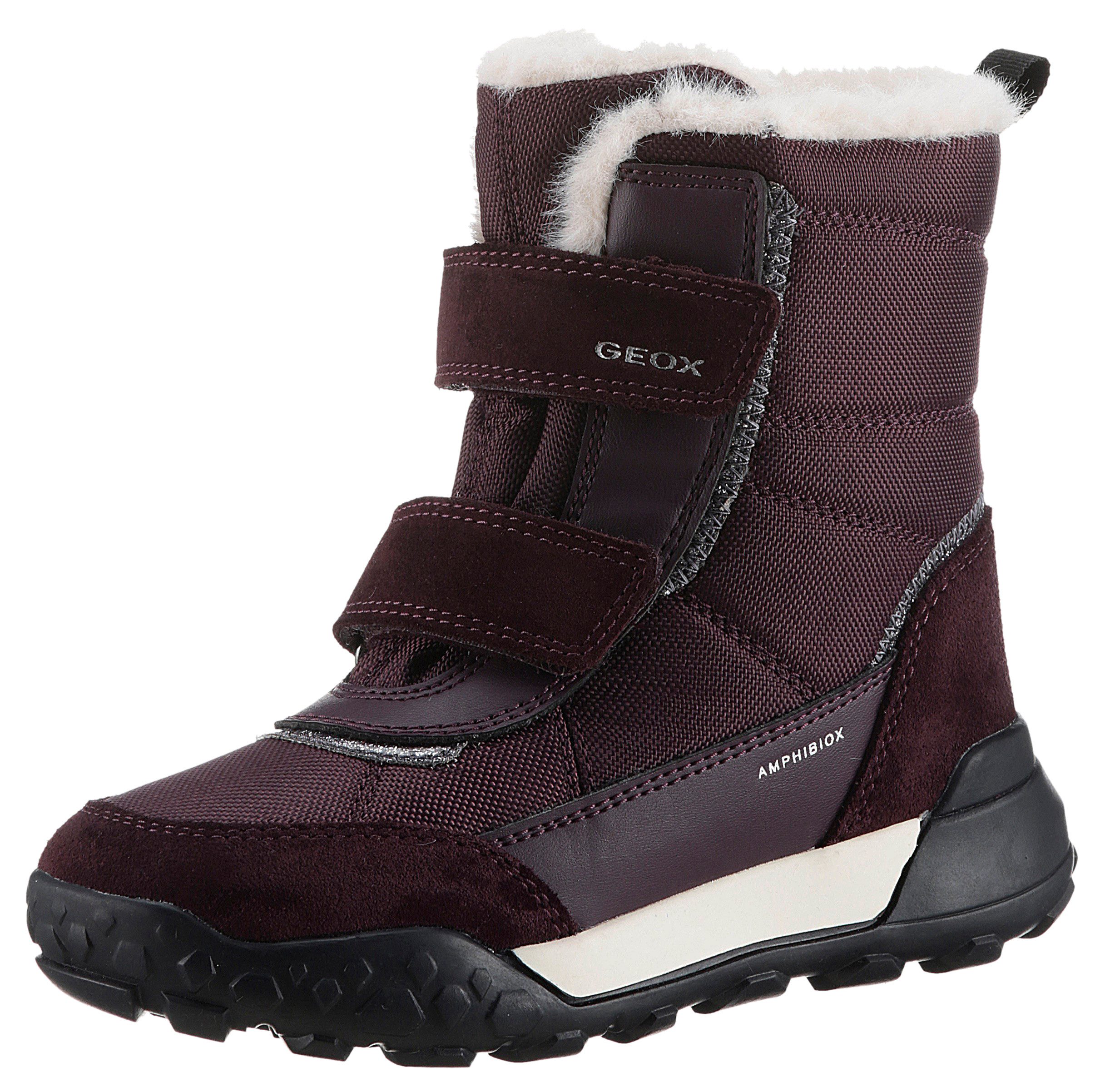Geox Winterlaarzen J TREKKYUP GIRL B ABX Klittenbandlaarzen, sneeuwlaarzen, winterlaarzen met warme voering meisjes winterlaarzen maat 32 EU paars