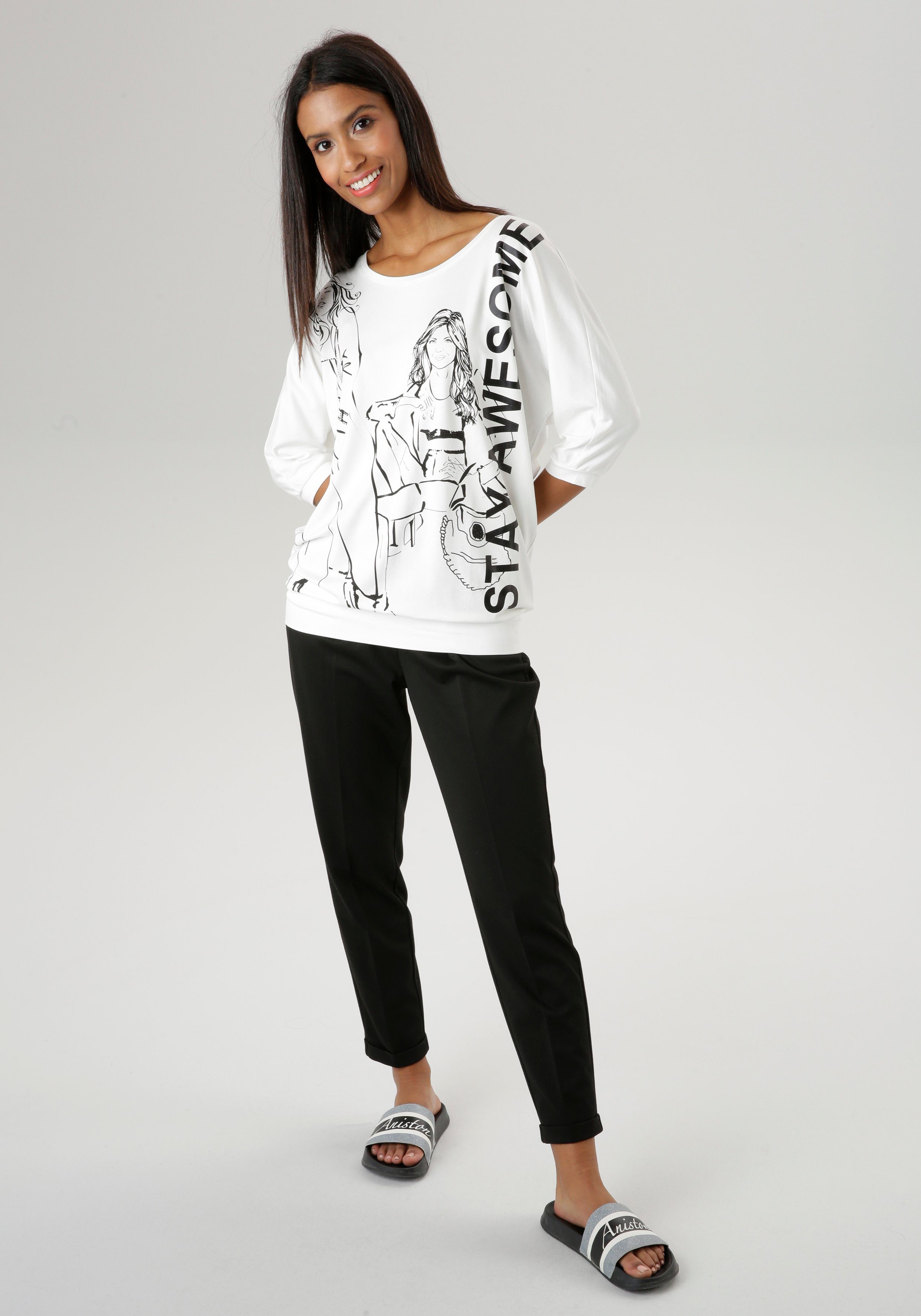 Aniston SELECTED Comfortbroek met plooien