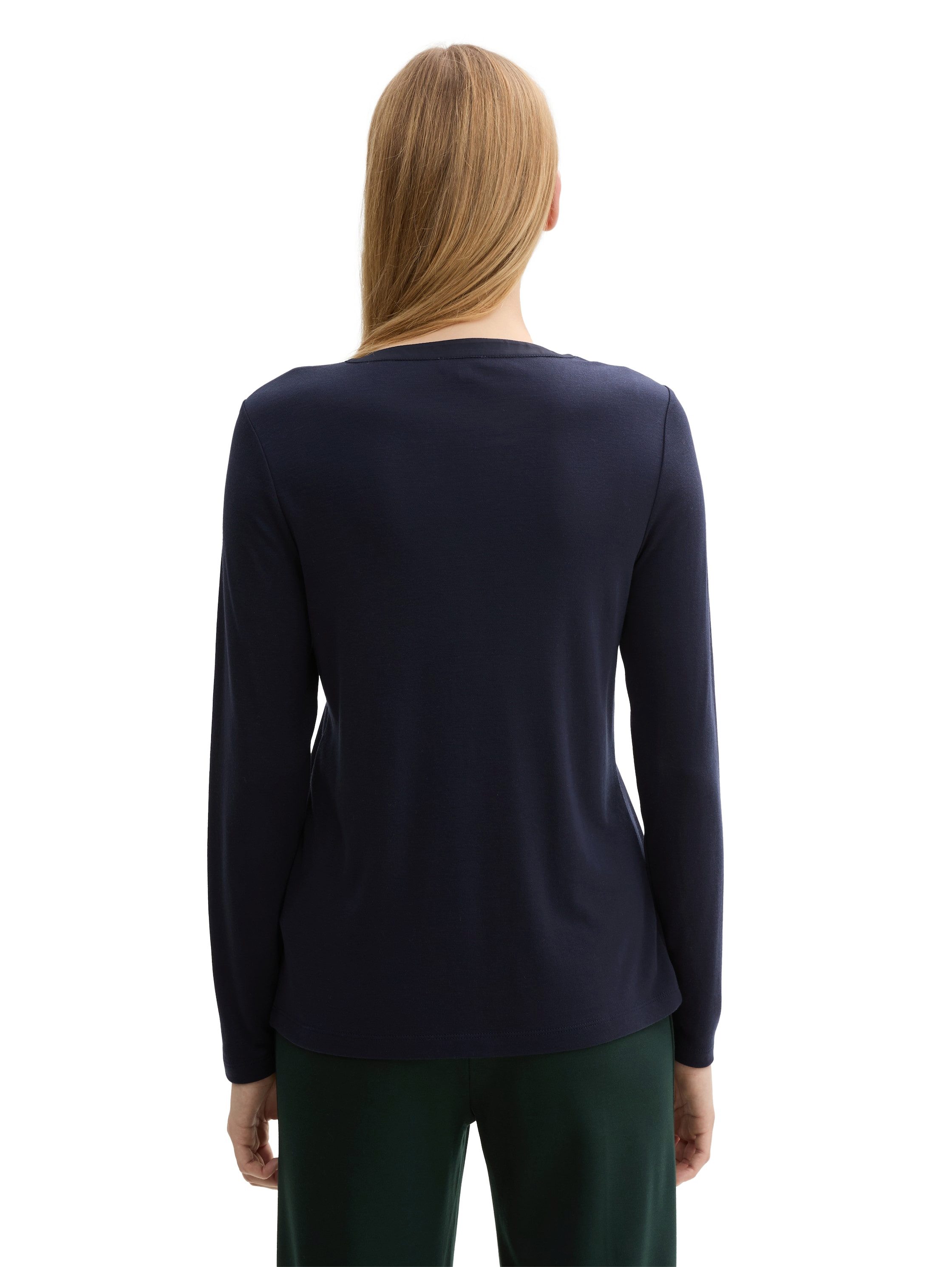 Tom Tailor Shirt met lange mouwen met henleyshirt-hals