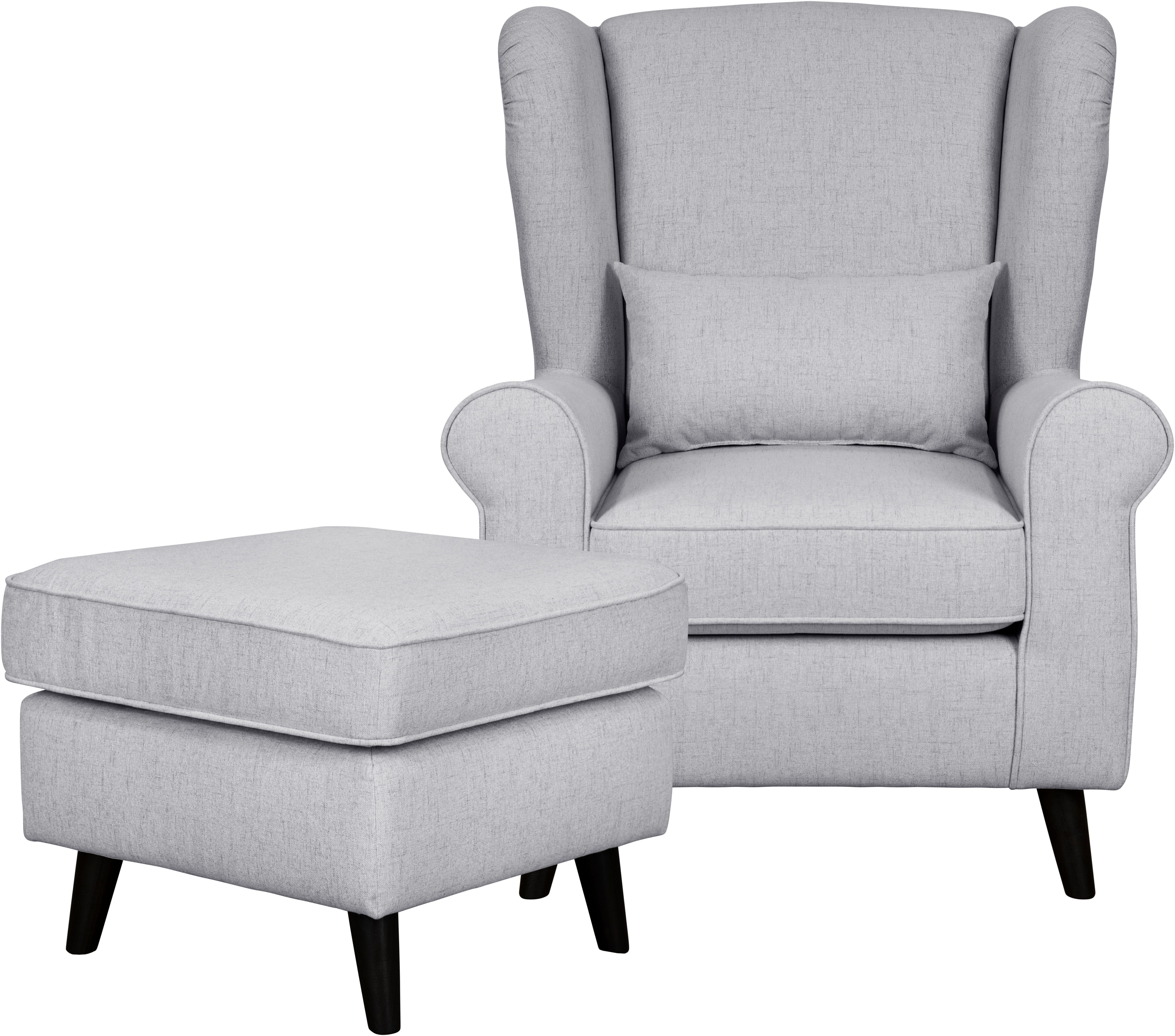 Home affaire Fauteuil Ohrensessel CHISTELLE, optioneel met poef met golfondersteuning, afmetingen: b/d/h: 81/87/99 cm