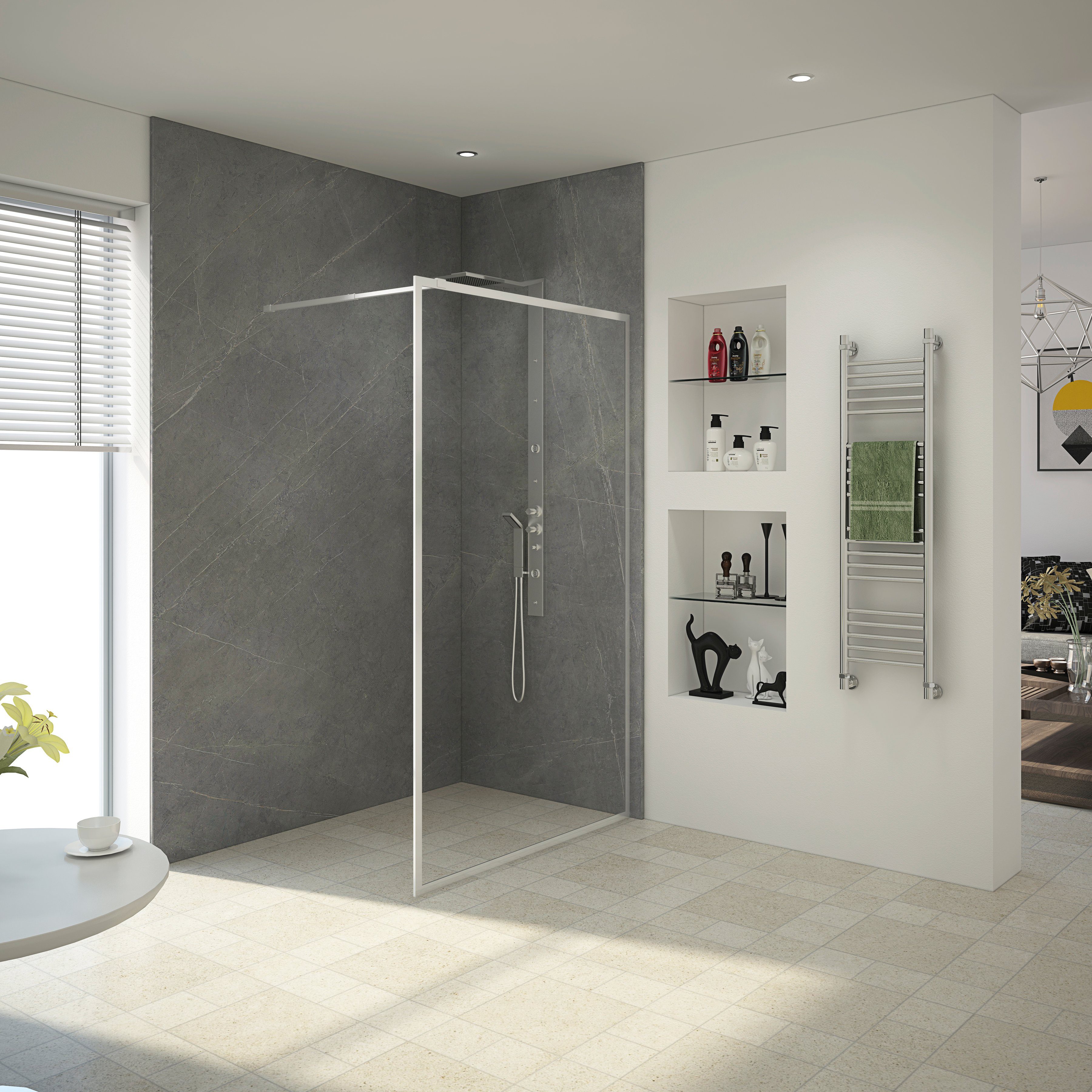 Marwell Walk-in-douche, 90 cm douchecabines zilver