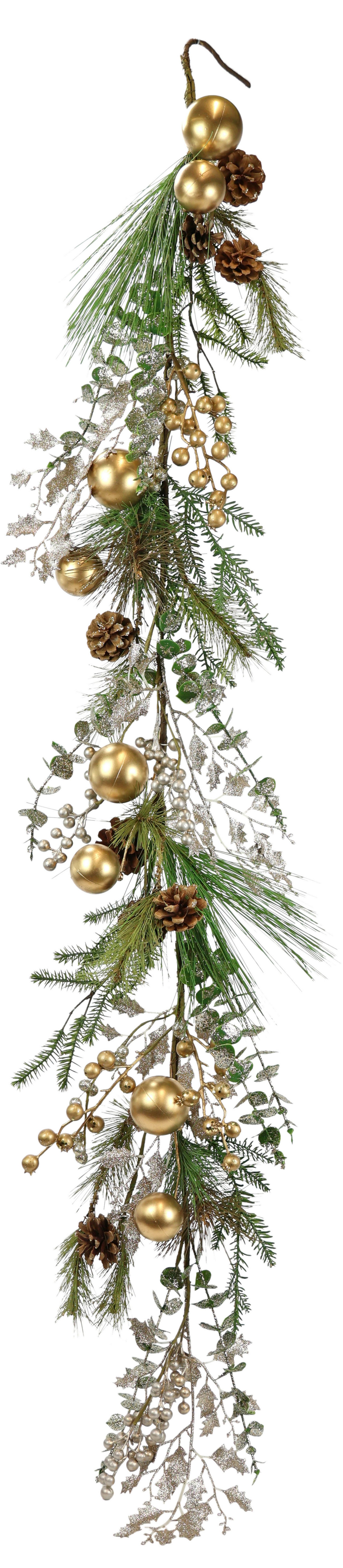 I.GE.A. Kunstguirlande Kerstslinger ballen/kegels/den Slinger dennen slinger kerstdecoratie eucalyptus kerstballen (1 stuk) kunstguirlandes