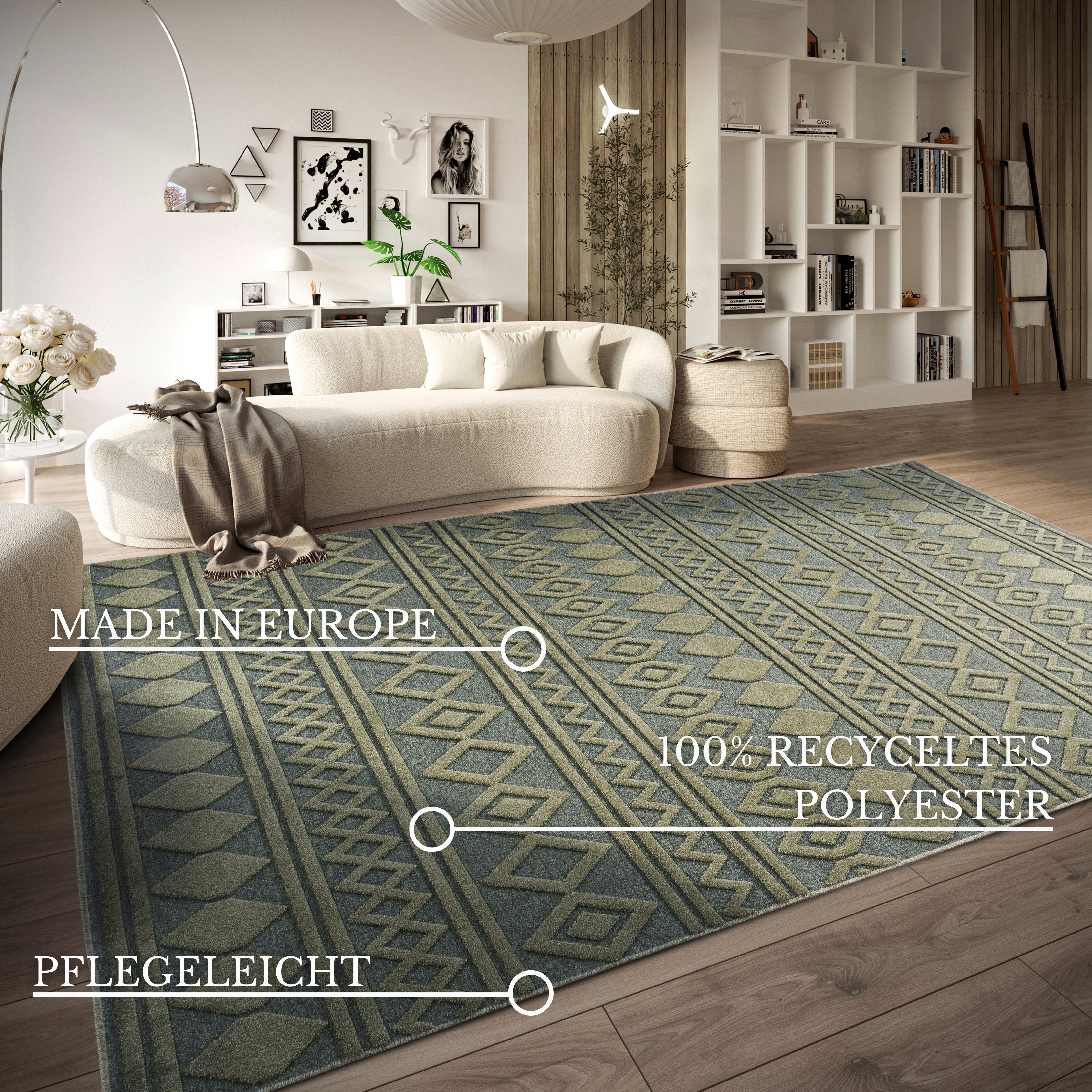 Villeroy & Boch Vloerkleed Catherine Duurzaam, woonkamer, slaapkamer, modern, hoog-laag effect, gang