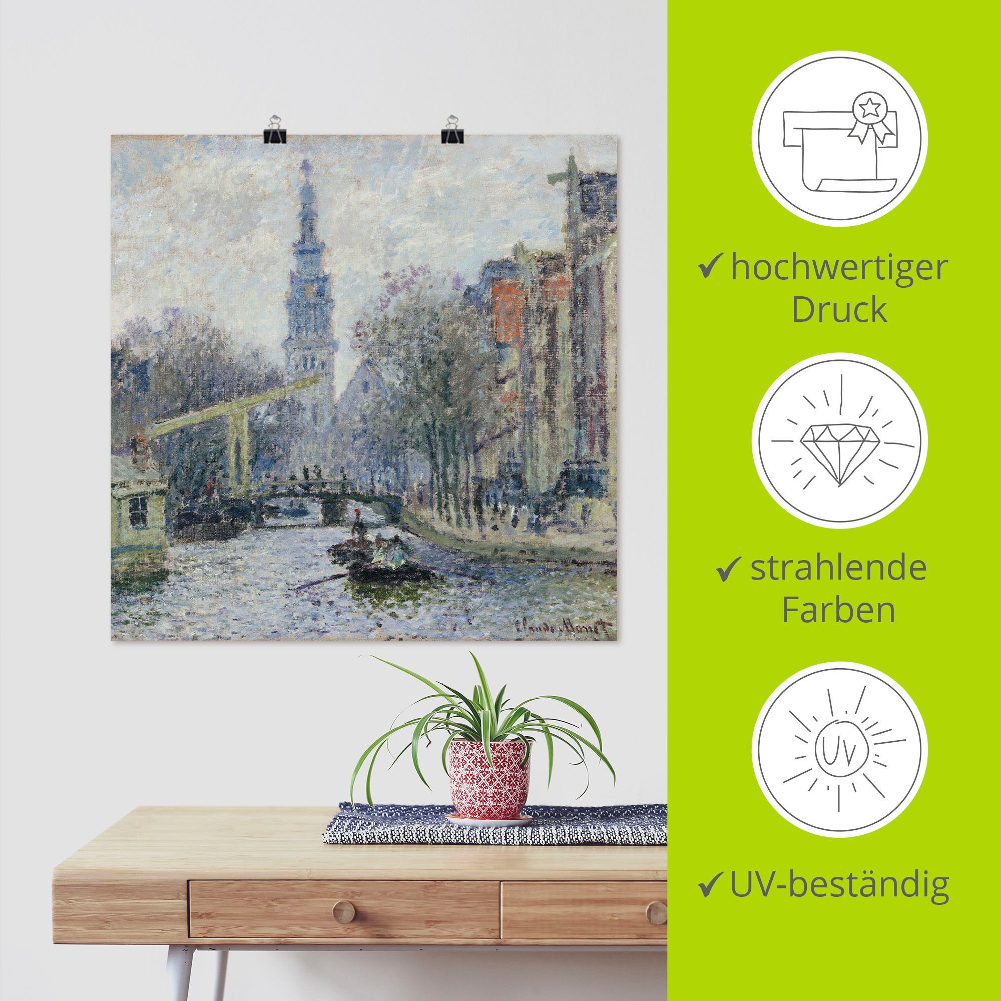 Artland Artprint Aanzicht van Amsterdam met kanaal. 1874 als artprint op linnen, poster in verschillende formaten maten