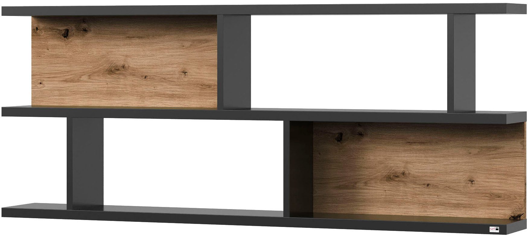 set one by Musterring Wandplank York Type 43, met 3 planken, 3 kleuren, verlichting optioneel, B 150 cm