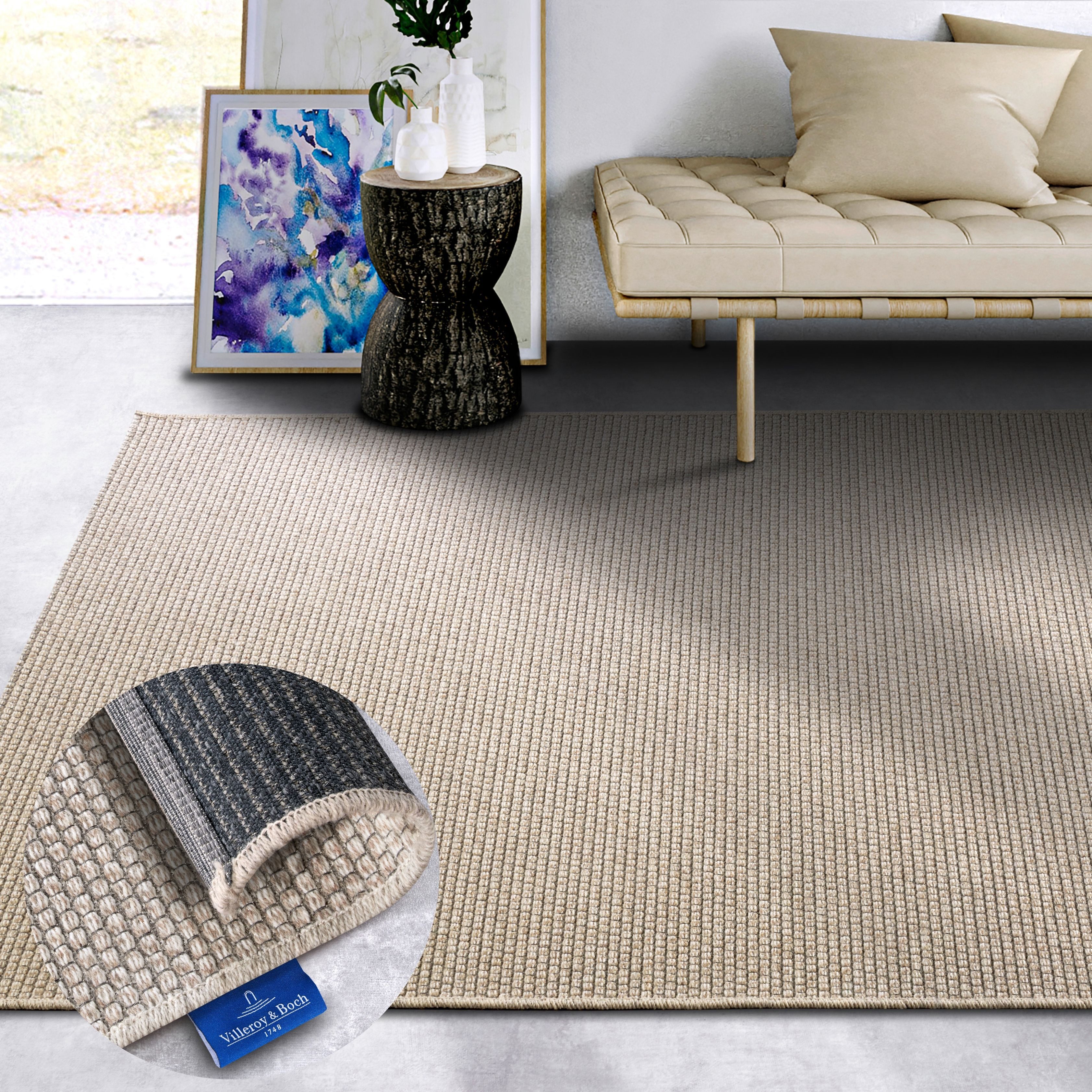 Villeroy & Boch Wollen kleed CHARLES Scheerwol, wol, natuur, woonkamer, slaapkamer, boho, scandi wollen vloerkleden maat 200 cm x 290 cm x 5 mm beige