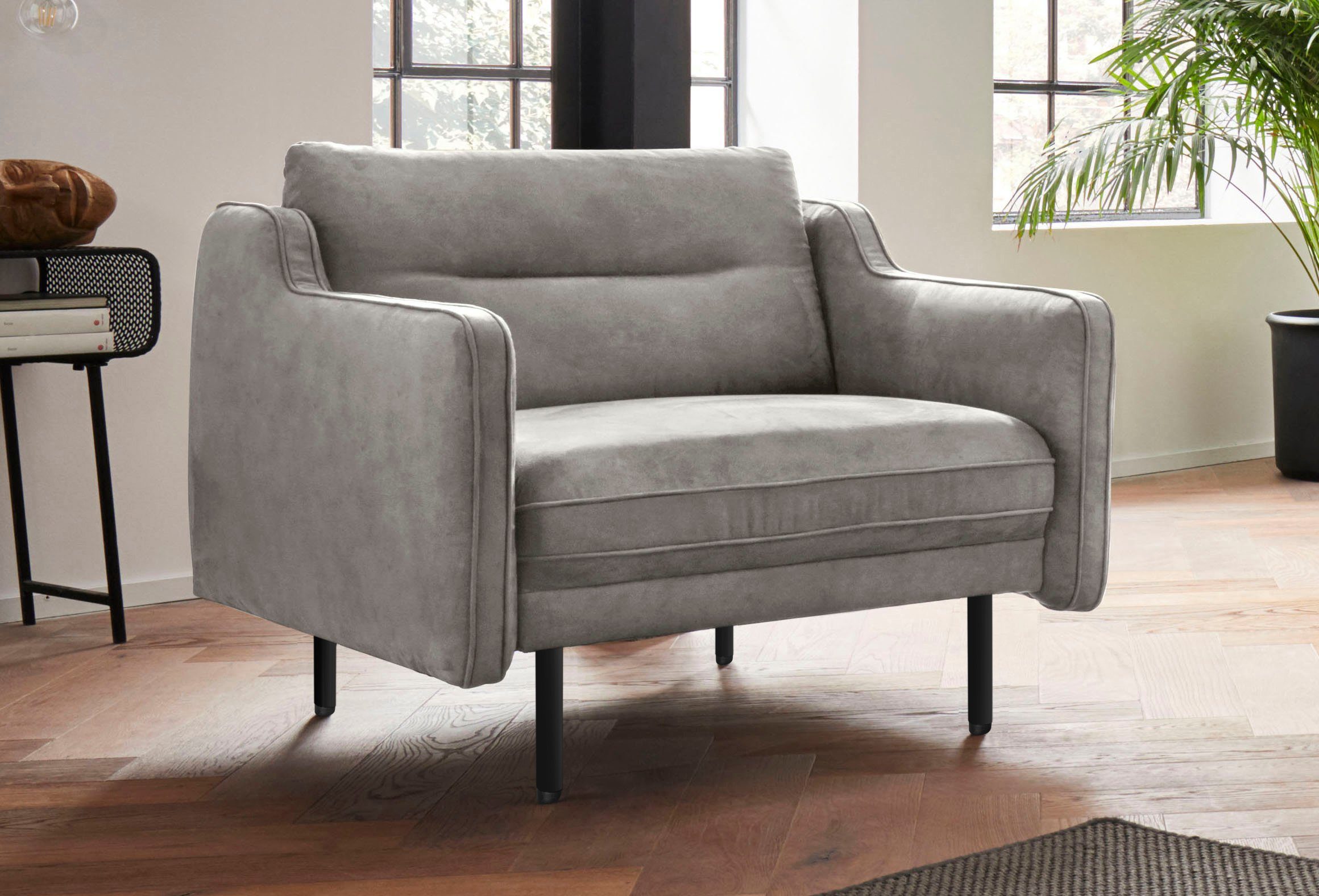 andas Fauteuil Nordfyn chic design in 3 stofkwaliteiten, design by morten georgsen fauteuils maat Luxe-microvezel leer-look grijs