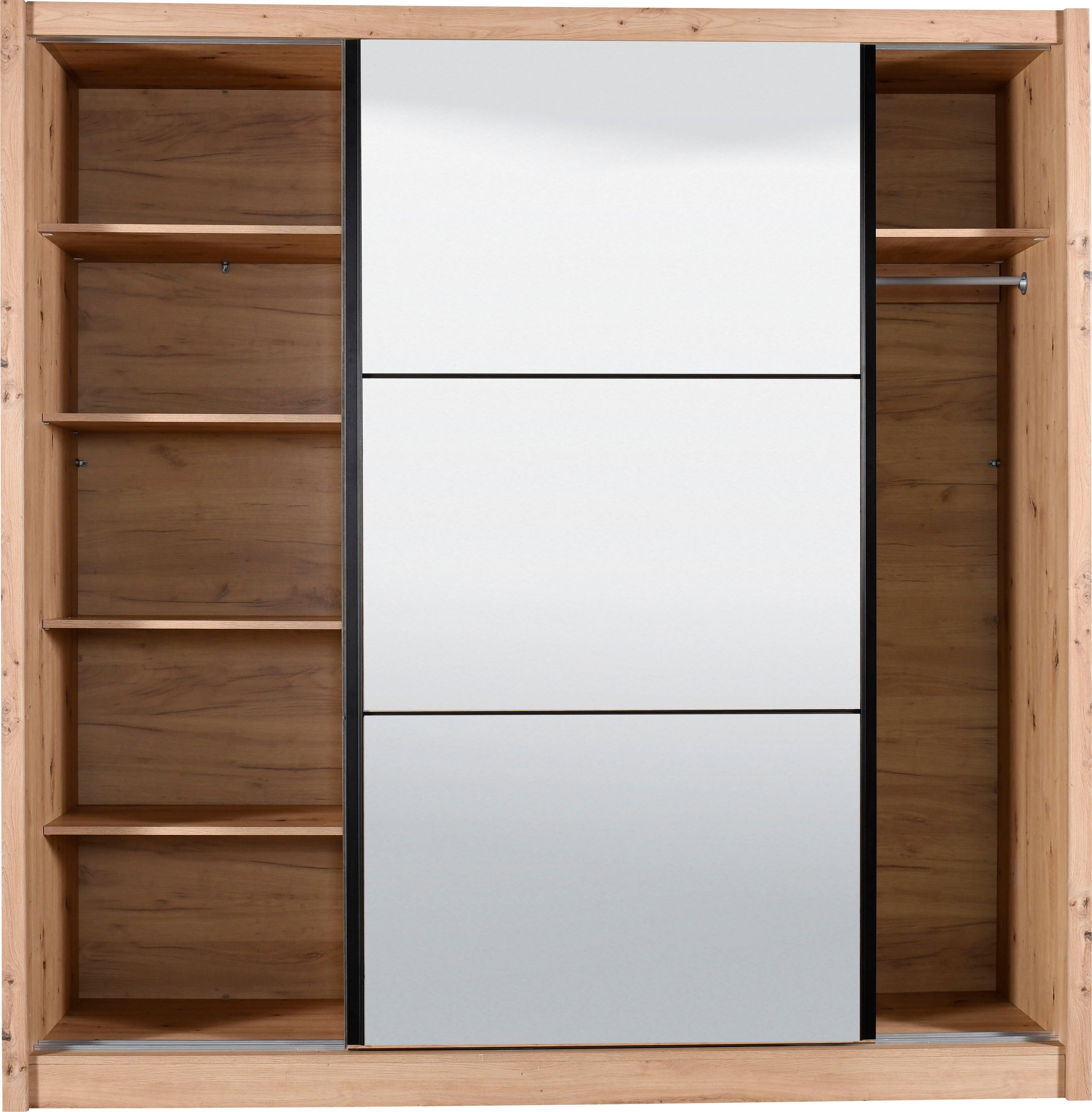 INOSIGN Zweefdeurkast Navara kledingkast met spiegel linnenkast garderobe met royale binnenuitrusting, fsc®-gecertificeerd, in 3 breedtes