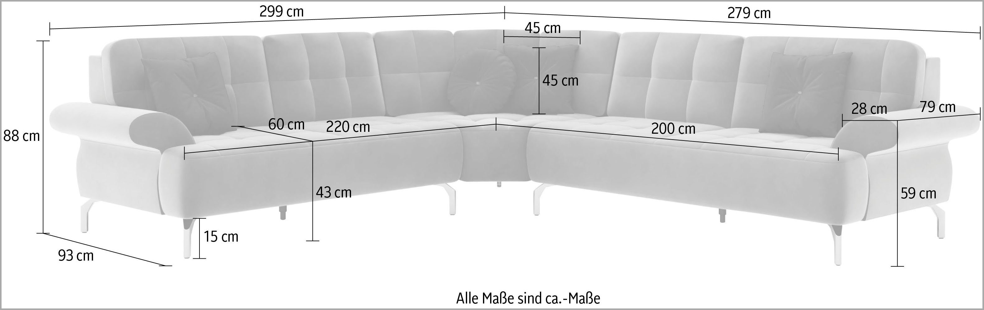 sit&more Hoekbank Orient 1 L-vorm inclusief 4 sierkussens met strassteentjes, goudkleurige metalen poten
