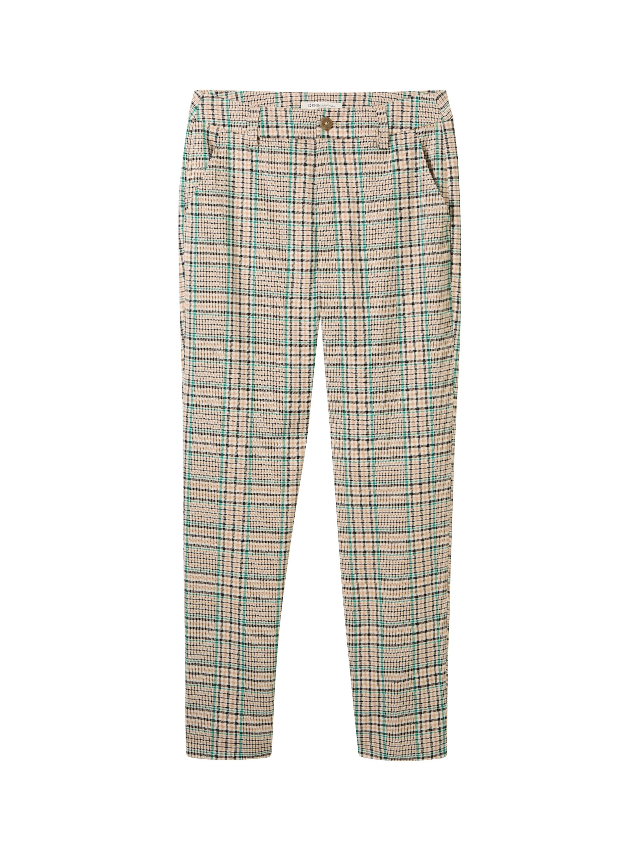 Tom Tailor Denim Geweven broek geruit met viscose