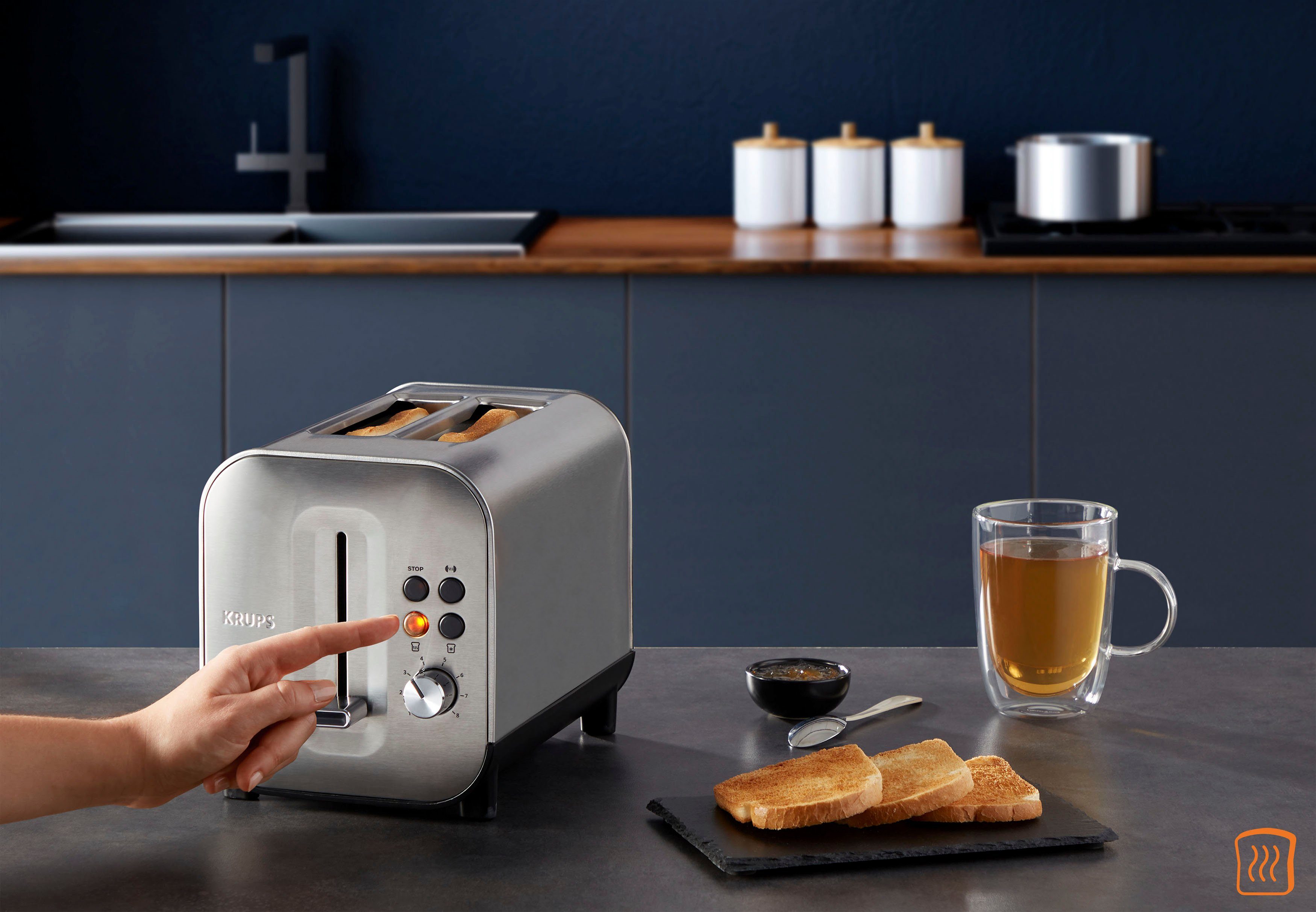 Krups Toaster KH682D Excellence aanraakgevoelige toetsen, liftfunctie, 8 bruiningsgraden