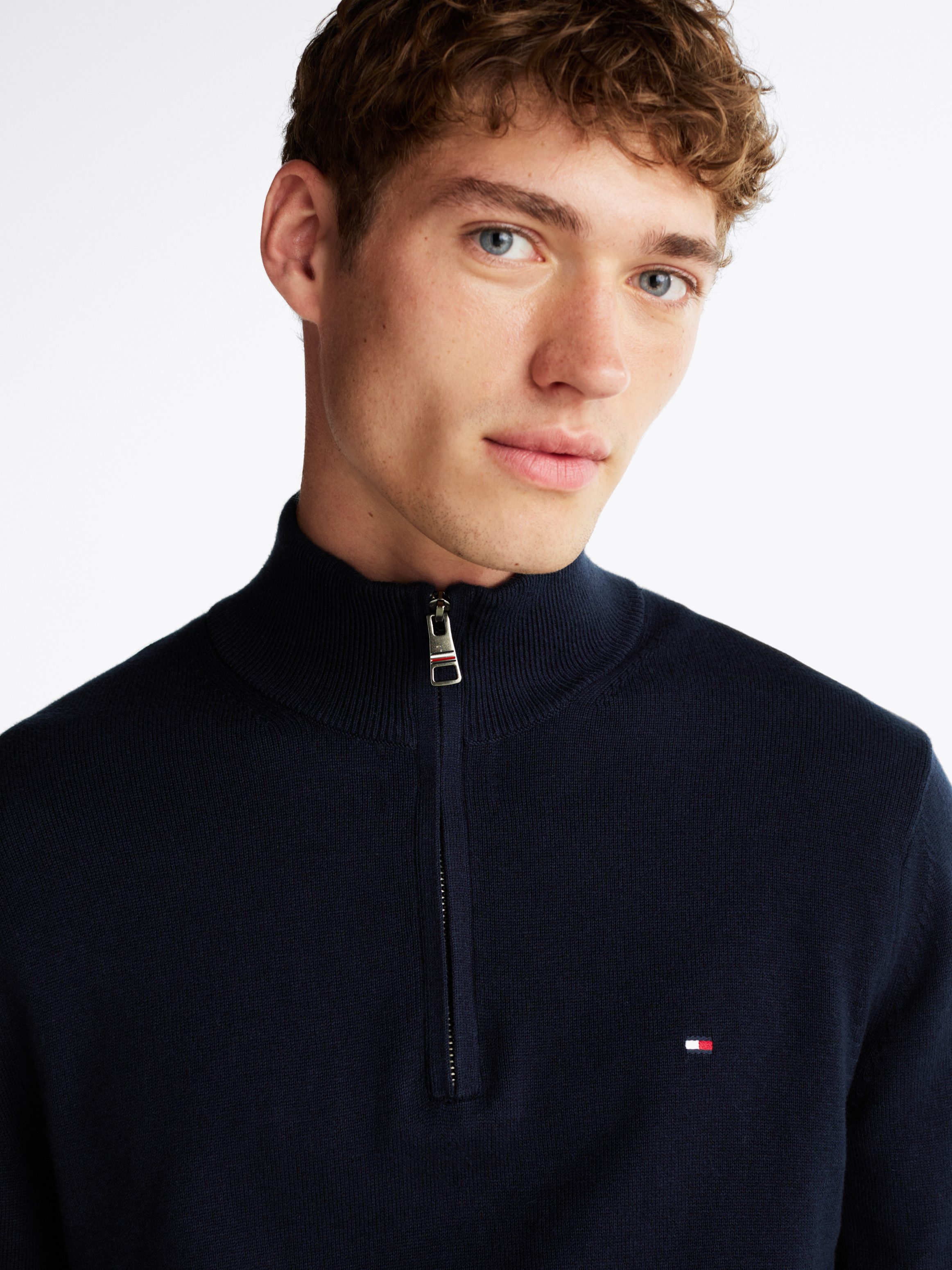 Tommy Hilfiger Schipperstrui PIMA ORG CTN CASHMERE ZIP MOCK