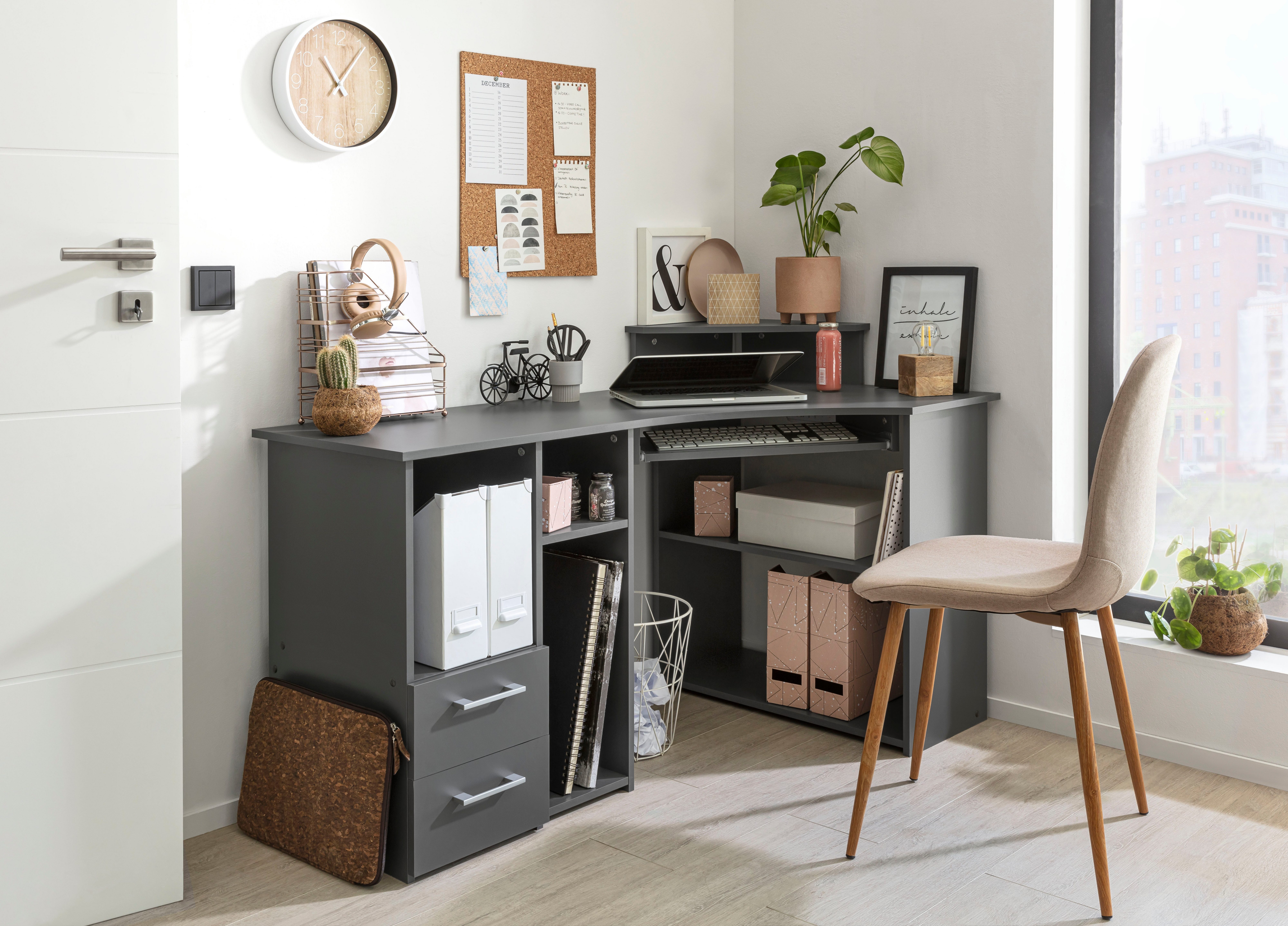 VOGL Möbelfabrik Bureau Sam Breedte 137 cm, met uittrekplank voor het toetsenbord en towervak