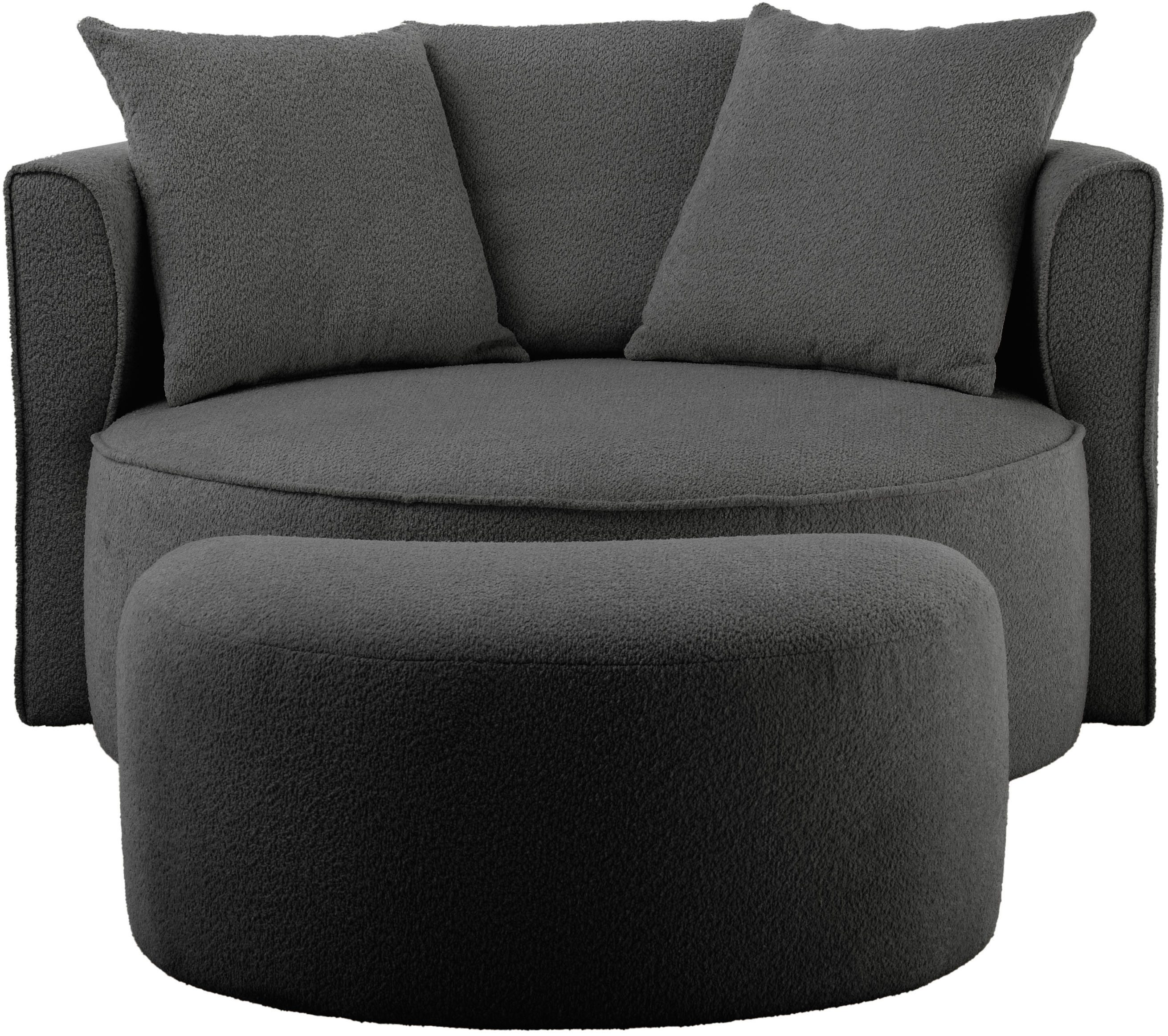 LeGer Home by Lena Gercke XXL-fauteuil Isalie, ronde stoel met voetensteun, leesstoel, loveseat, grote stoel (set)