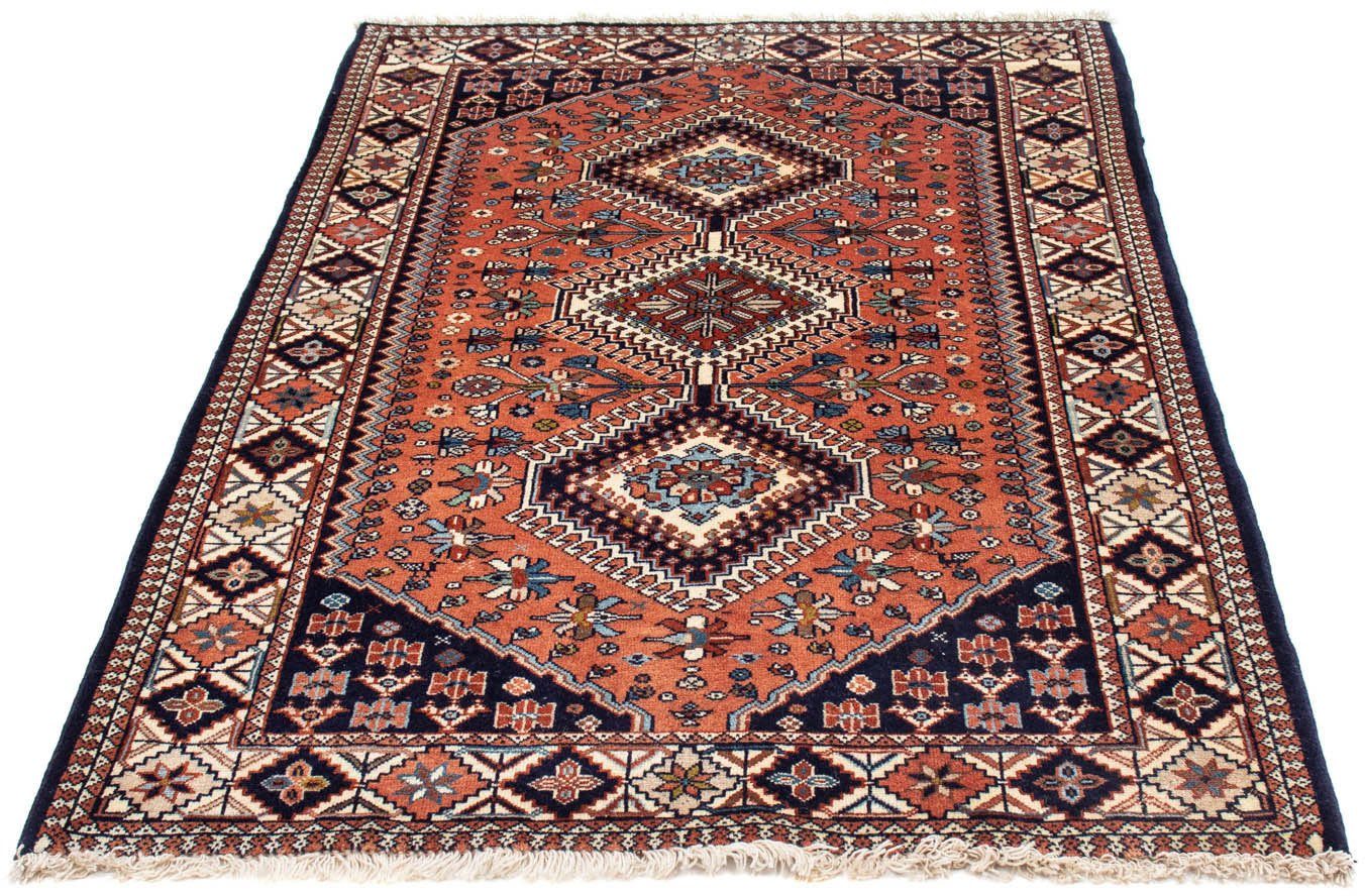 morgenland Wollen kleed Yalameh velden Blu scuro 166 x 103 cm Handgeknoopt