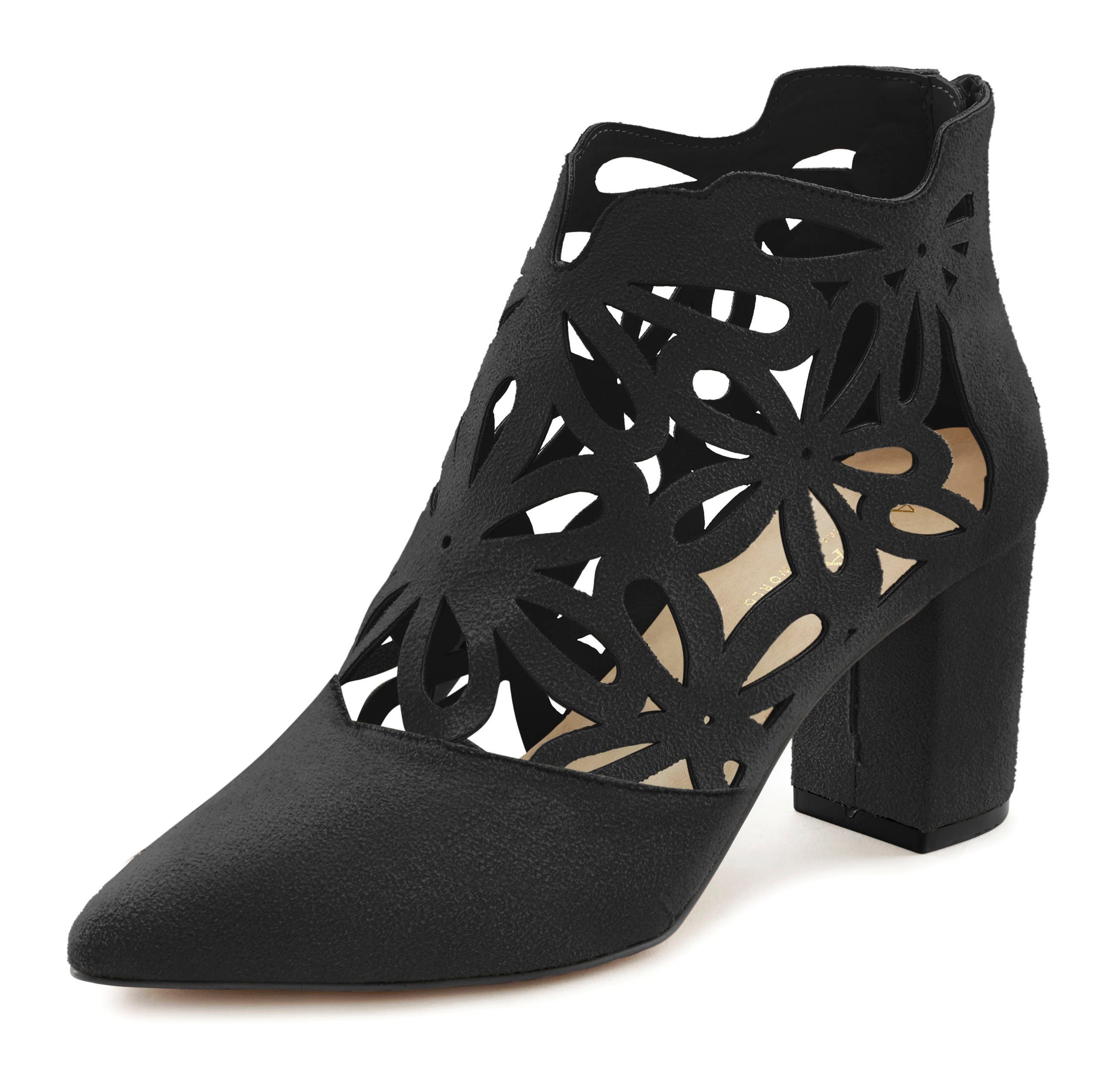 Lascana Highheel-laarsjes met vrouwelijke punt en blokhak, ankle boot, laars