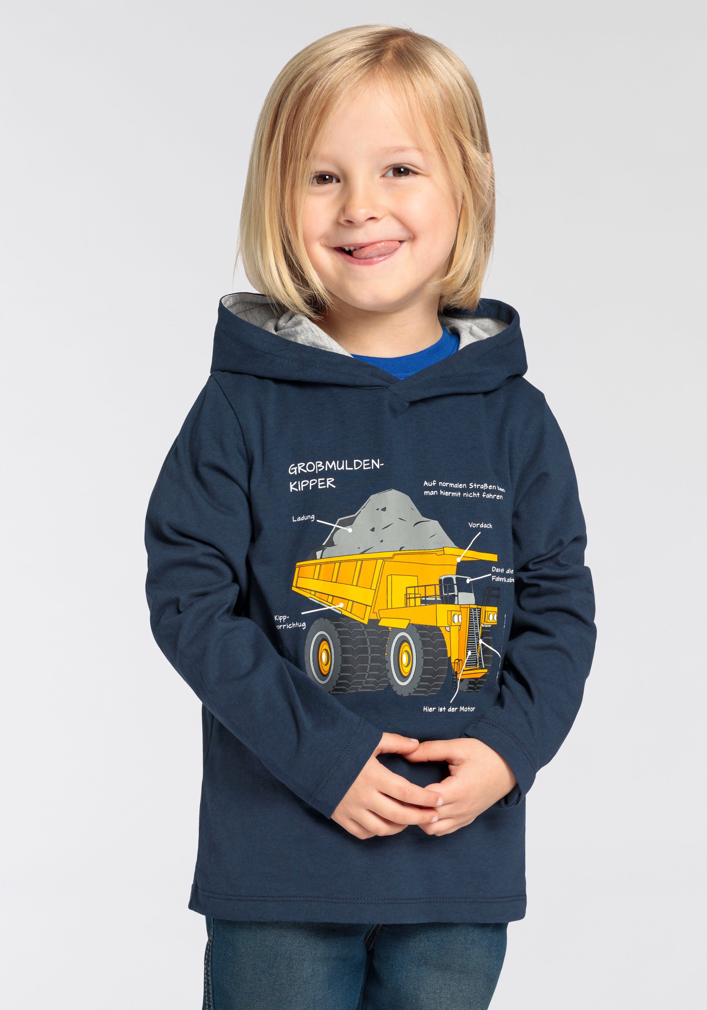 KIDSWORLD Shirt met lange mouwen LKW kiepwagen Lange mouwen basic pasvorm met modieuze print ronde hals