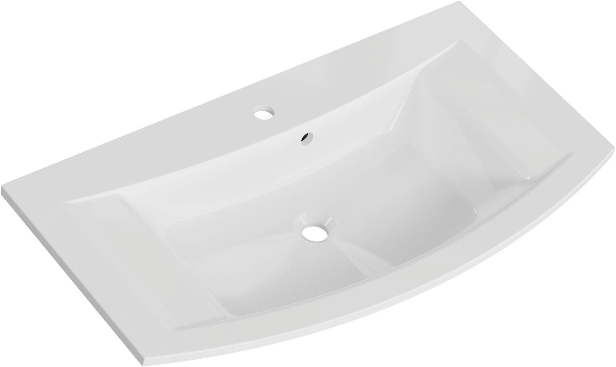 Saphir Badmeubelset Serie 7045 2-delig, mineraalmarmeren wastafel met led-spiegelkast (set, 2 stuks)