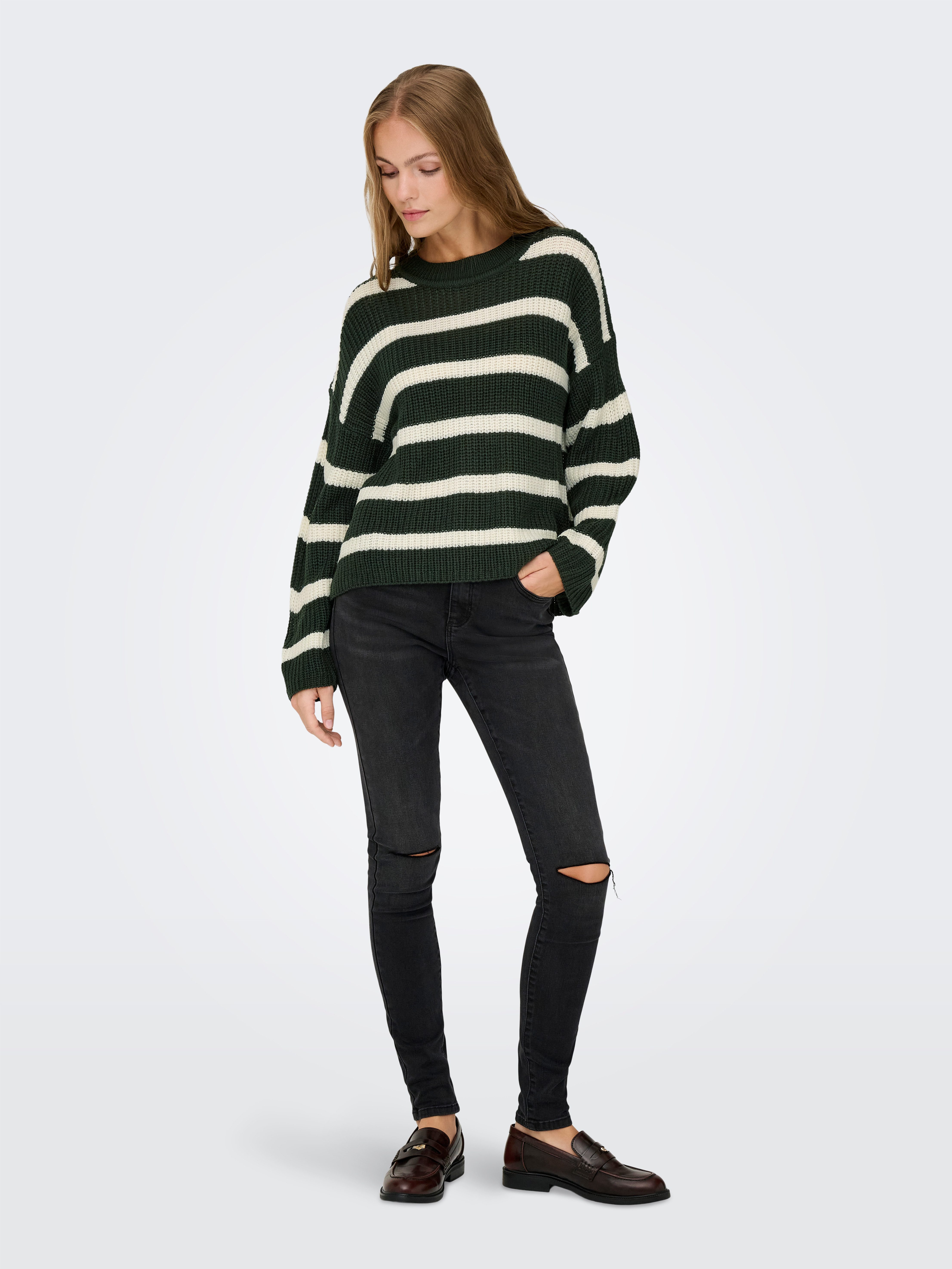 JDY Gebreide trui JDYJUSTY L/S STRIPE PULLOVER KNT NOOS
