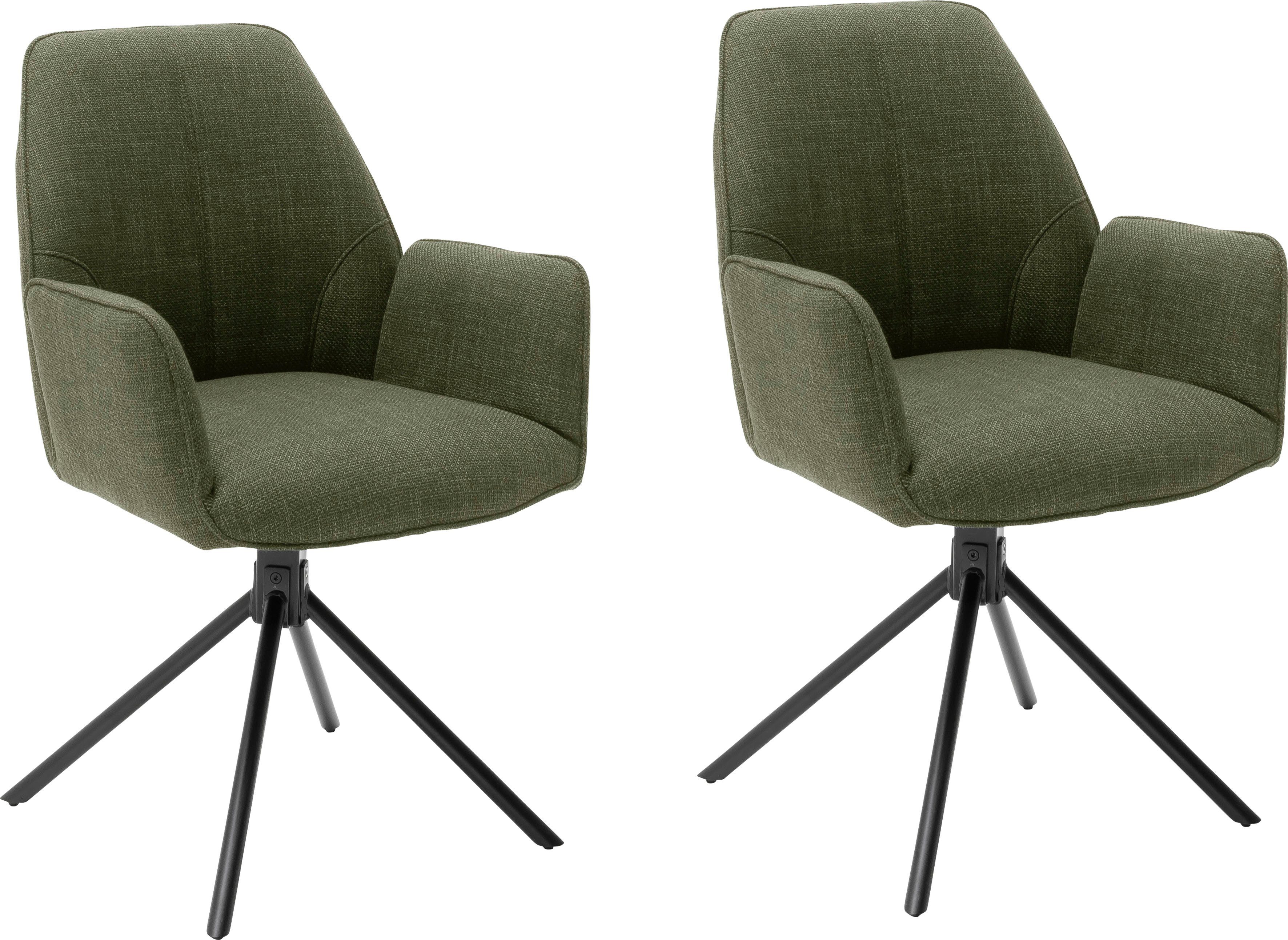 MCA furniture Stoel met 4 poten Pemba set van 2, 180°draaibaar met nivellering, stoel belastbaar tot 120 kg (set, 2 stuks) gestoffeerde stoelen groen