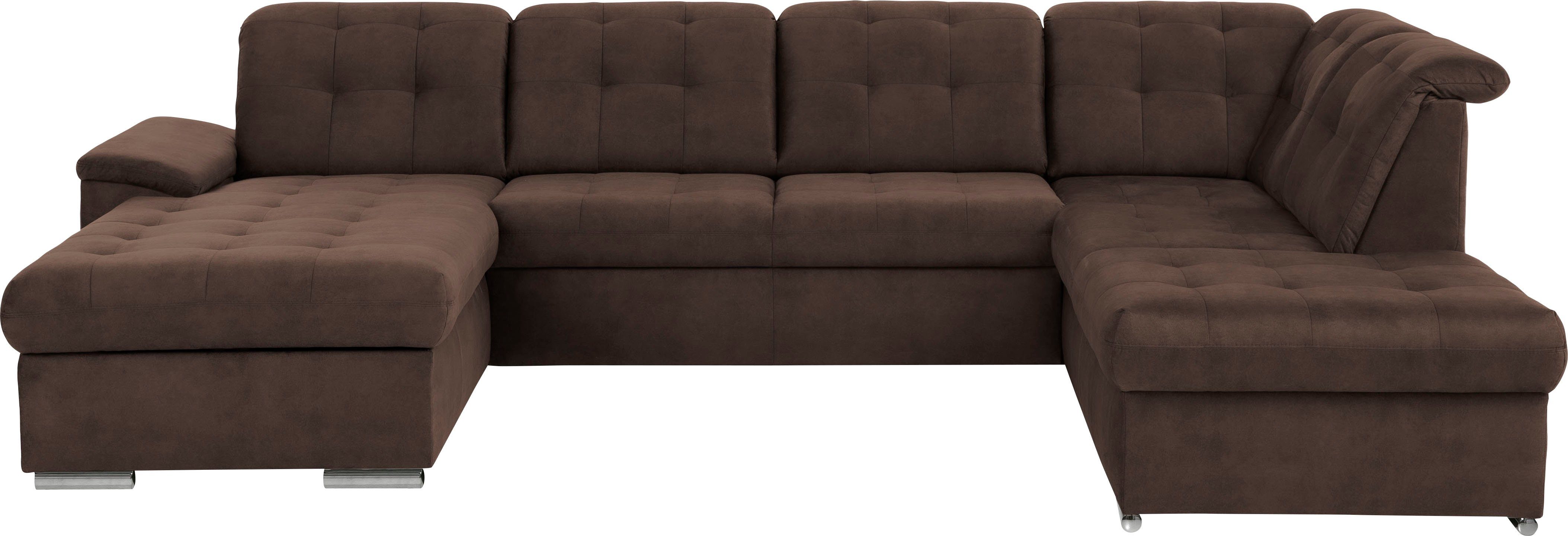 exxpo - sofa fashion Zithoek Durango, uitgebreide zit- en rugverwerking, comfortabel, U-vorm inclusief verstelbare hoofdsteun, naar keuze met slaapfunctie en bedkist (4-delig)