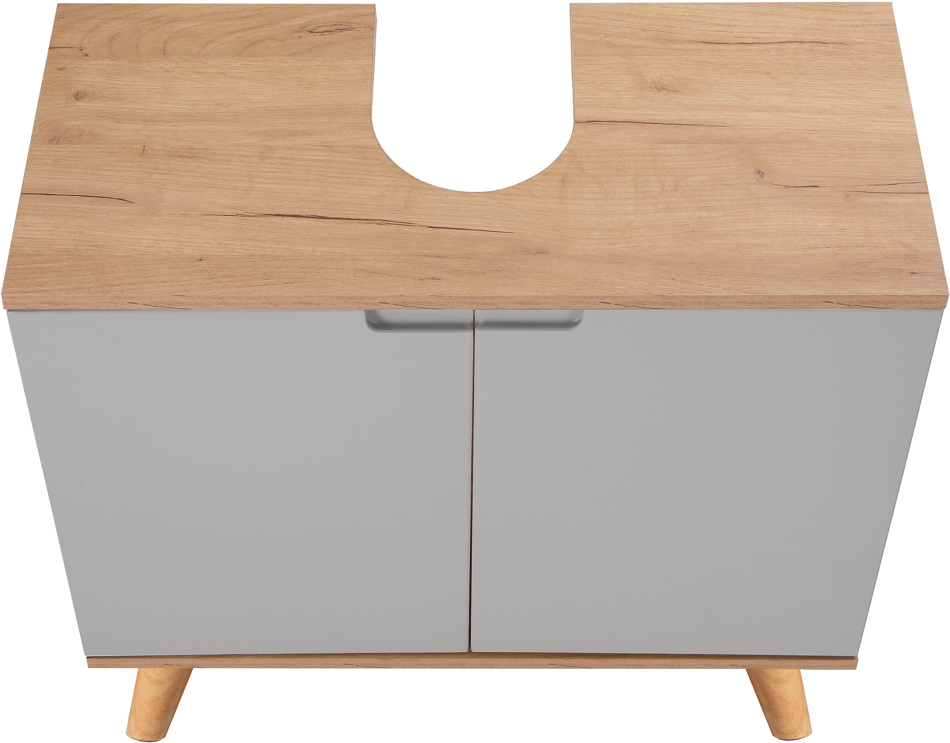 welltime Wastafelonderkast Lund wastafelonderkast voor aan de wand hangende wasbak WC onderkast Badkamerkast wastafelonderkast breedte 65 cm met sifonuitsparing badkamerkast