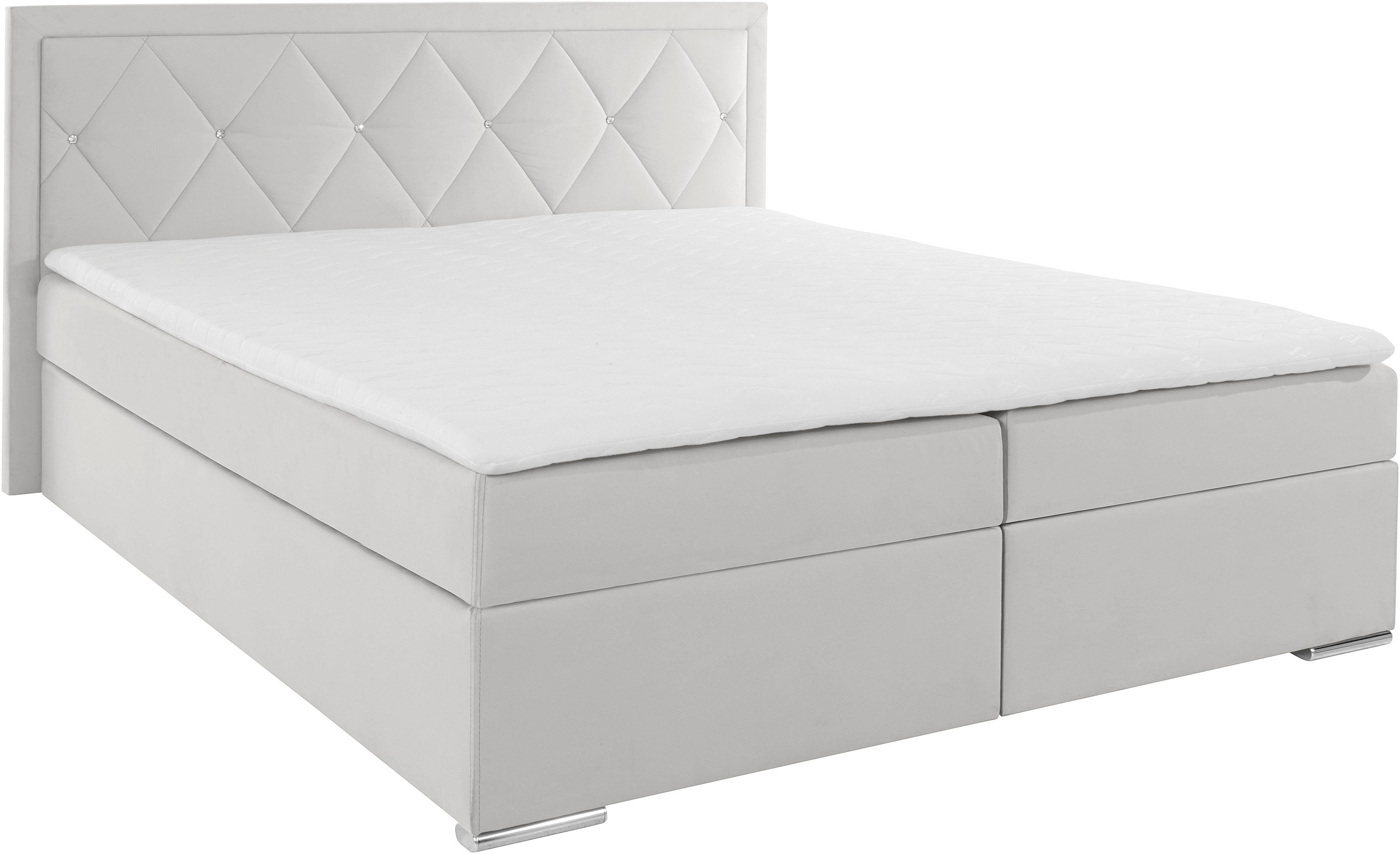 Leonique Boxspring Alfie, bestseller, optioneel met bedlade met strassteentjes in het hoofdbord, h2, h3 en h4 ter keuze