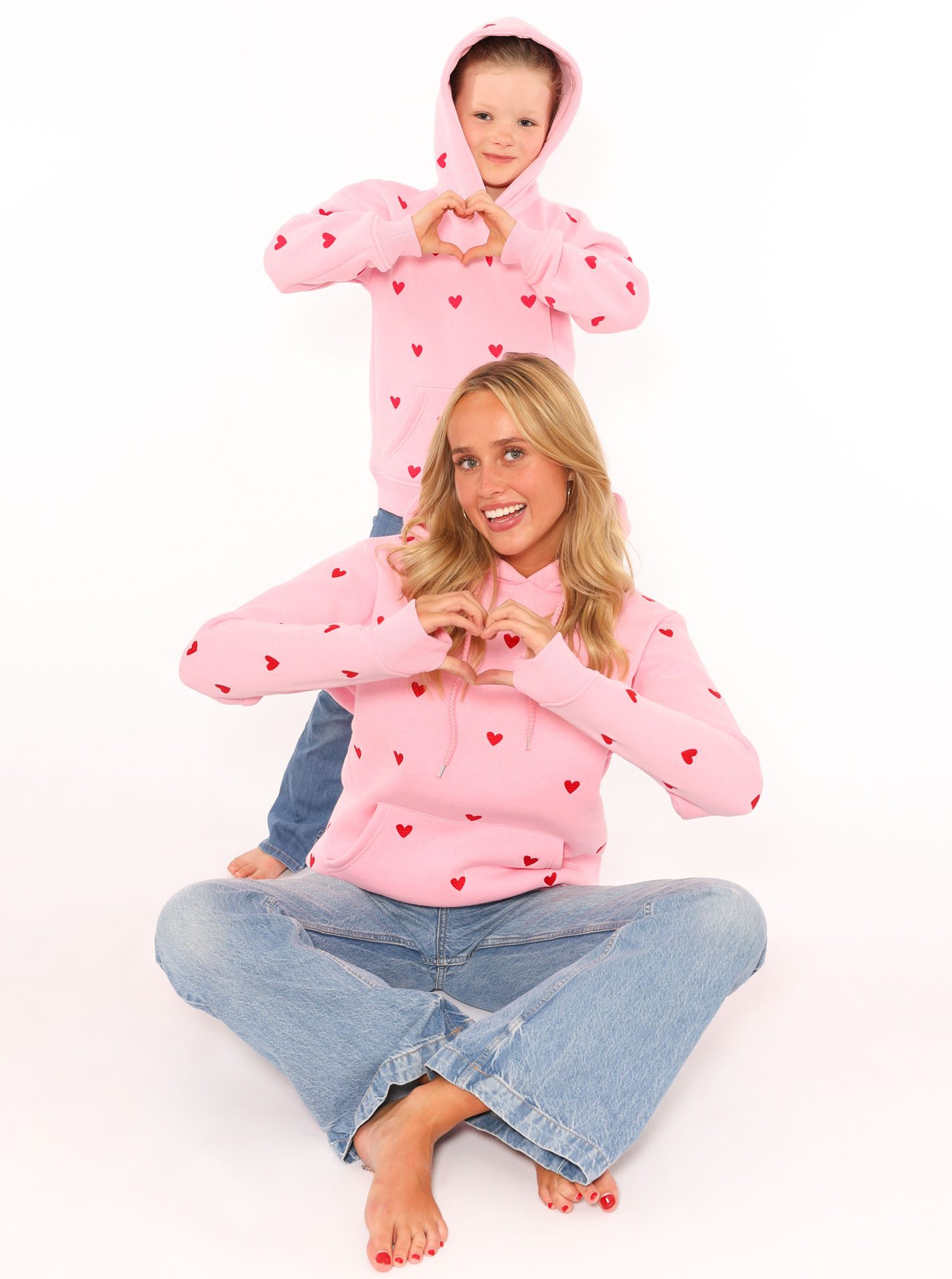 Zwillingsherz Hoodie Hearts met mini me-stijl voor moeders & dochters