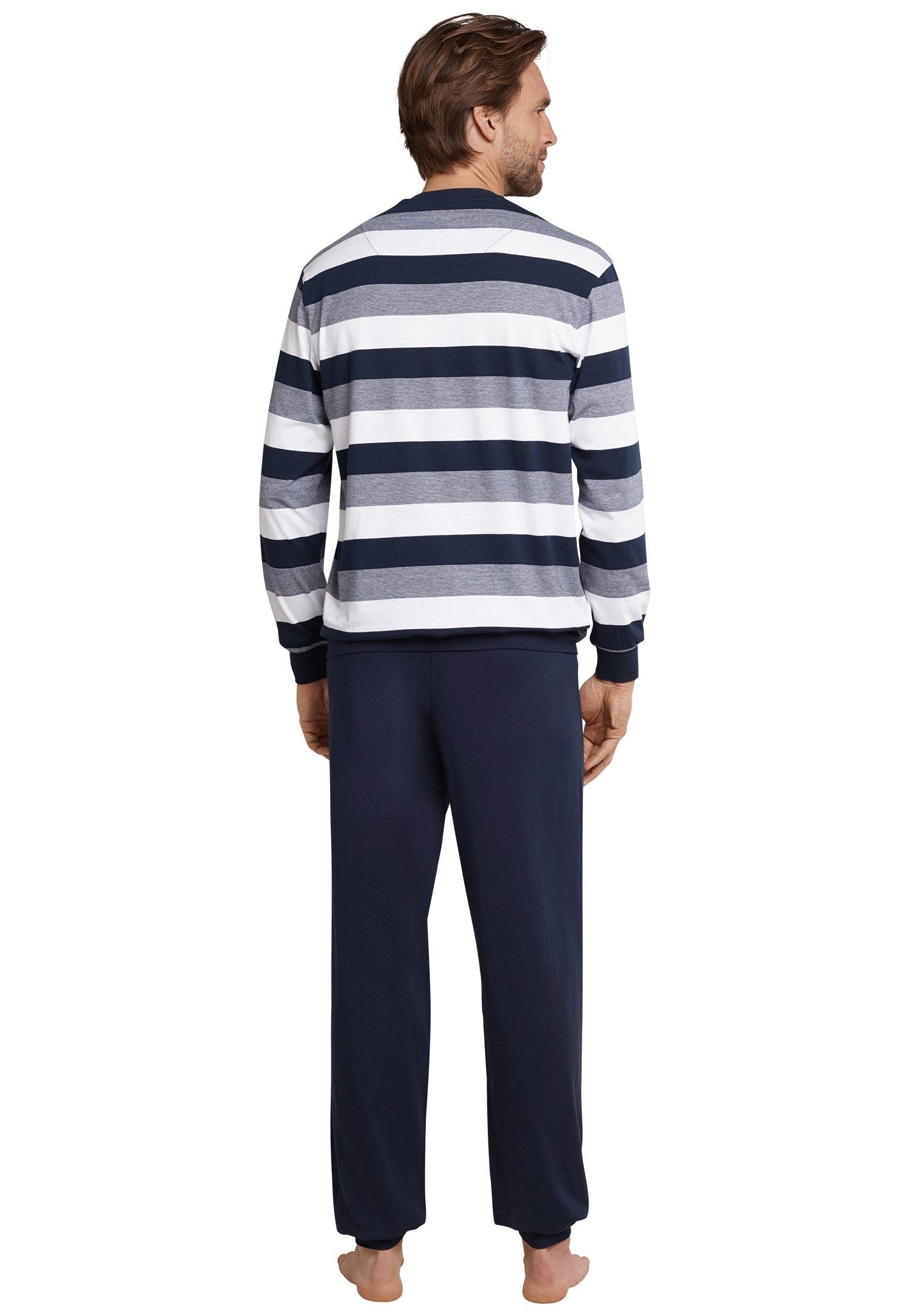 Schiesser Pyjama "Dark Sapphire" met blokringetjes (2-delig)
