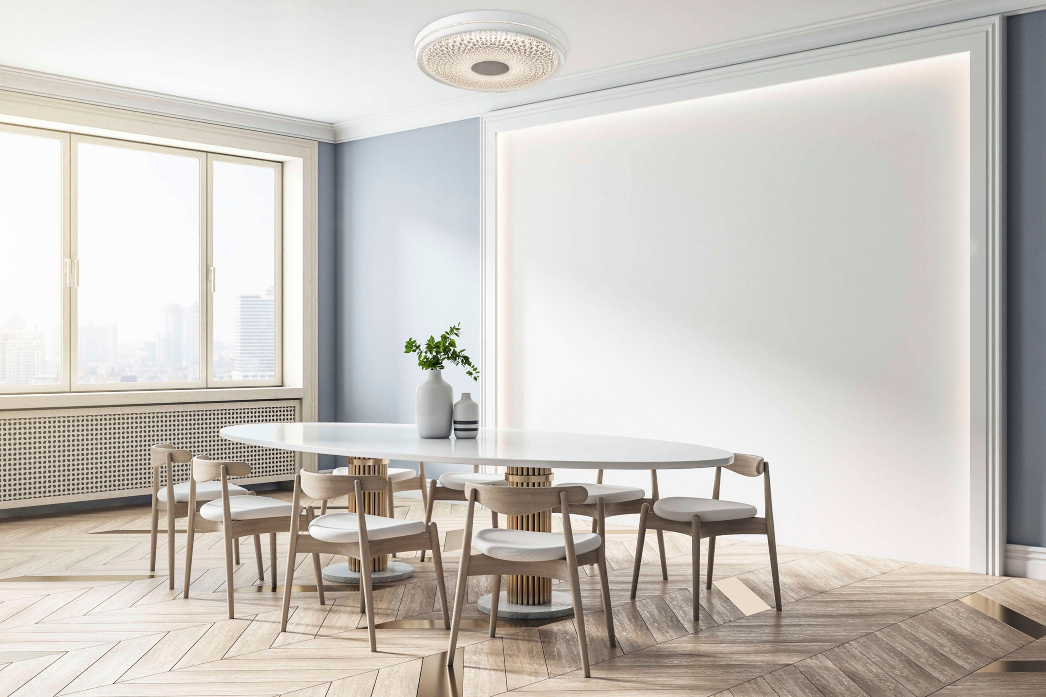 näve Led-plafondlamp BOISE dimbaar, cct-kleurwissel in 3-niveaus via afstandsbediening, kristaluitstraling (1 stuk)