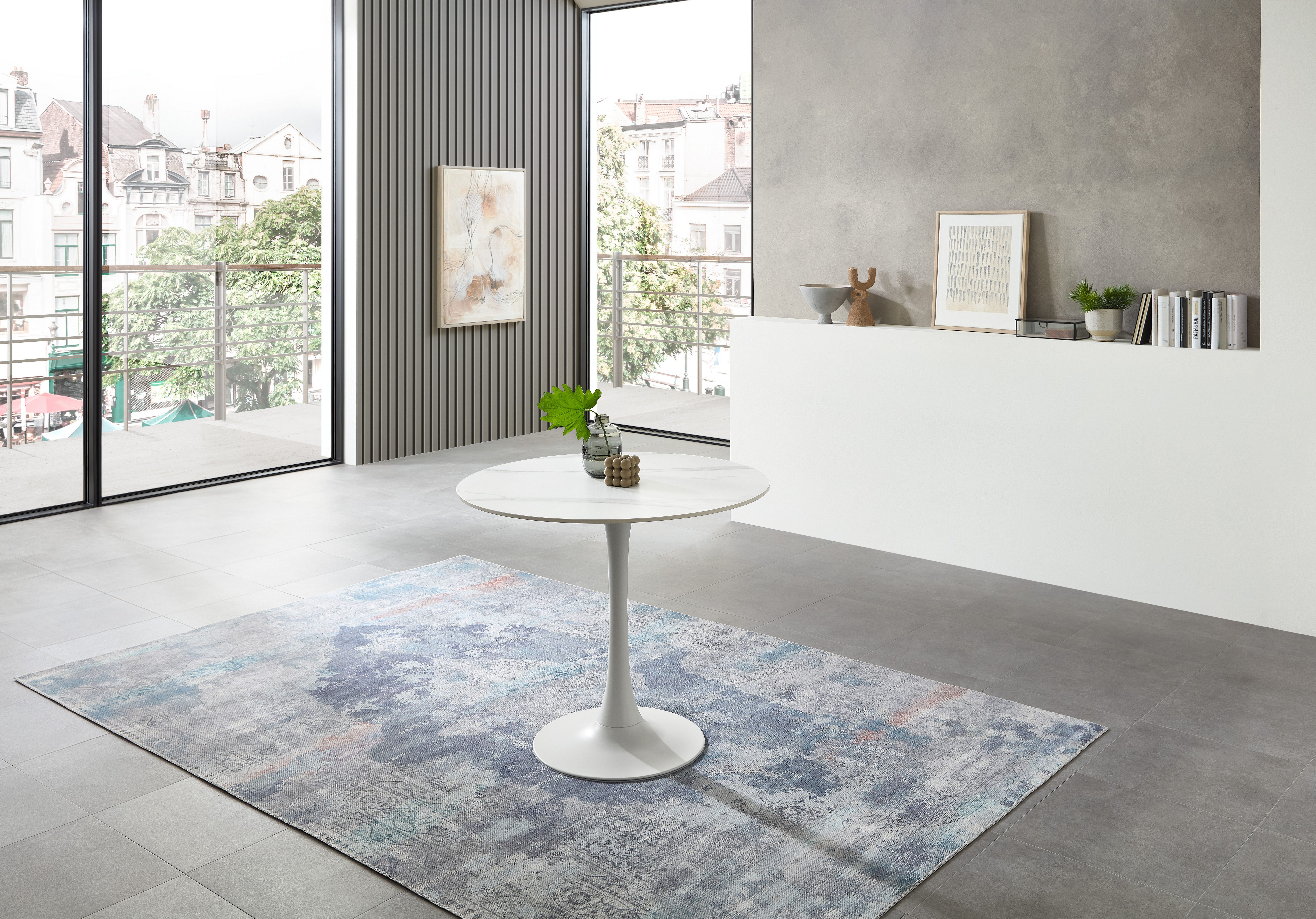 Stolkom Eettafel Josh ronde eettafel keramiek, gemarmerd, BxH 90x75 cm Keramische oppervlakte gemarmerd, keuze uit wit, grijs of zwart