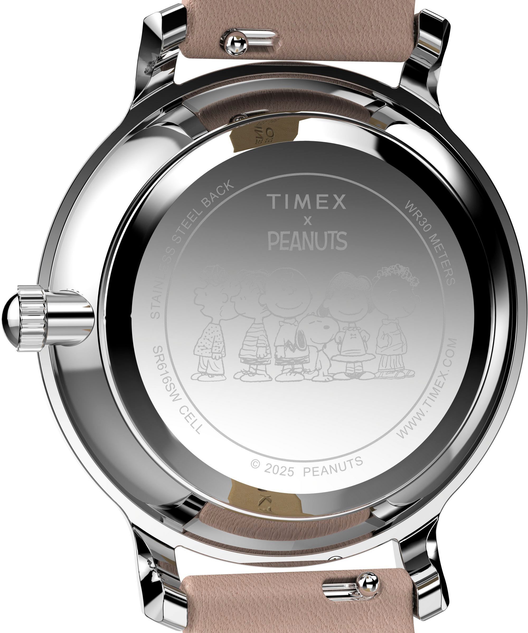 Timex Kwartshorloge PEANUTS TRANSCEND Armbandhorloge, dameshorloge, leren armband, fluorescerende wijzers