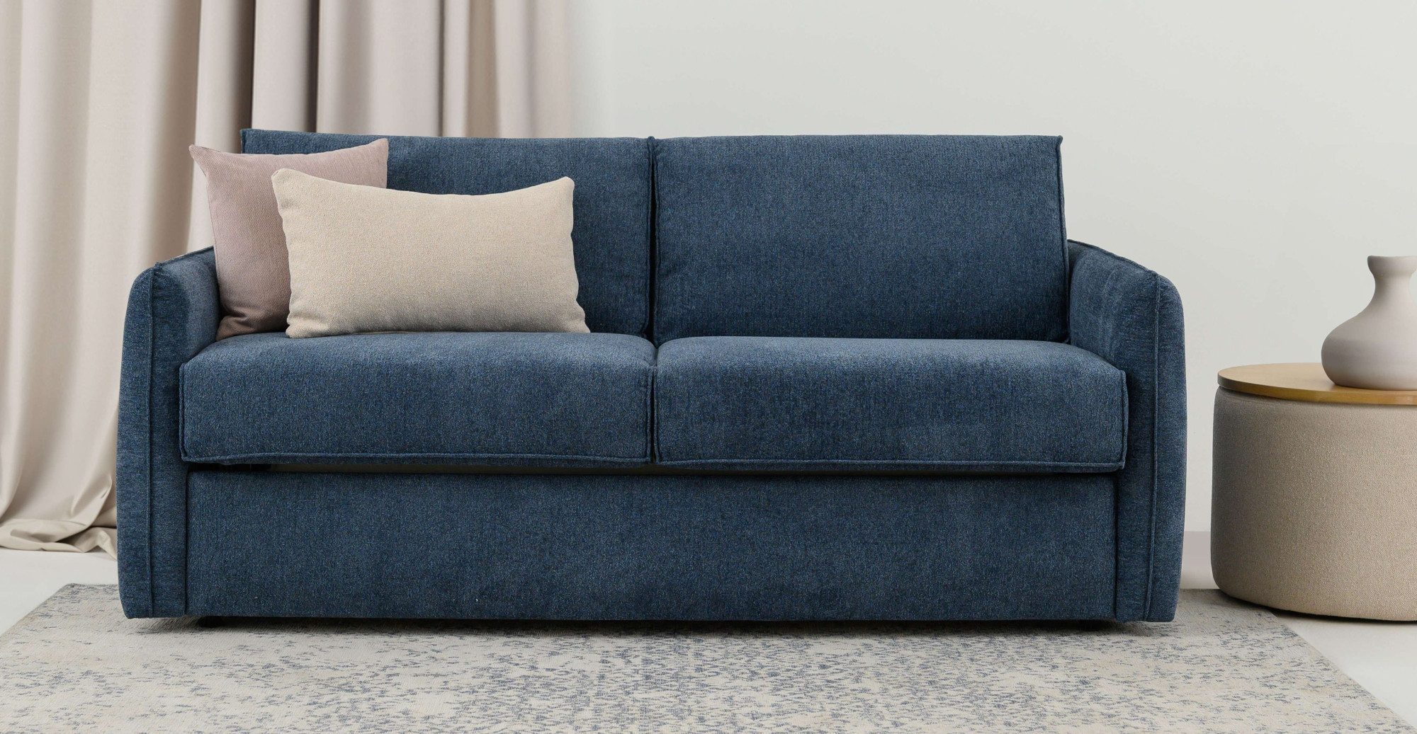Home affaire Slaapbank Bergamons 2-zits, met doorlopende slaapfunctie, inclusief pocketveringmatras, lattenbodem blauw, slaapbanken, 120 cm x 194 cm