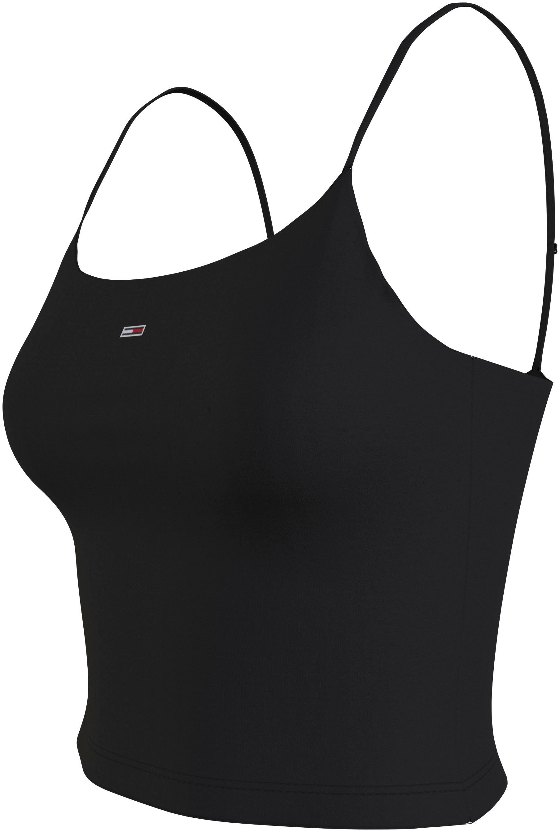 TOMMY JEANS Top met spaghettibandjes Crop Essential Strap Tank Top, kort met verstelbare spaghettibandjes merklogo