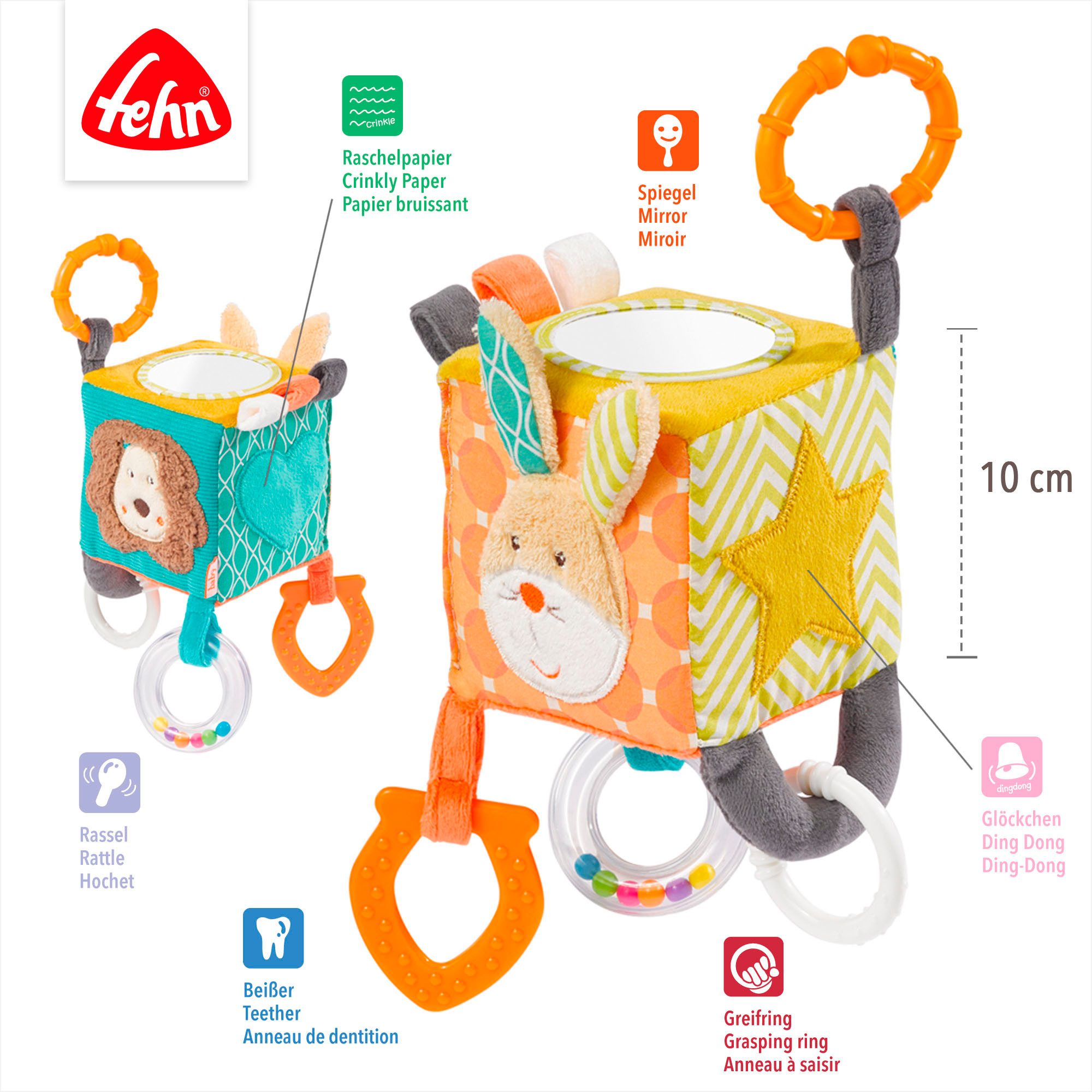 Fehn Grijpspeeltje Classic Stars, activiteit-dobbelsteen Funky Friends
