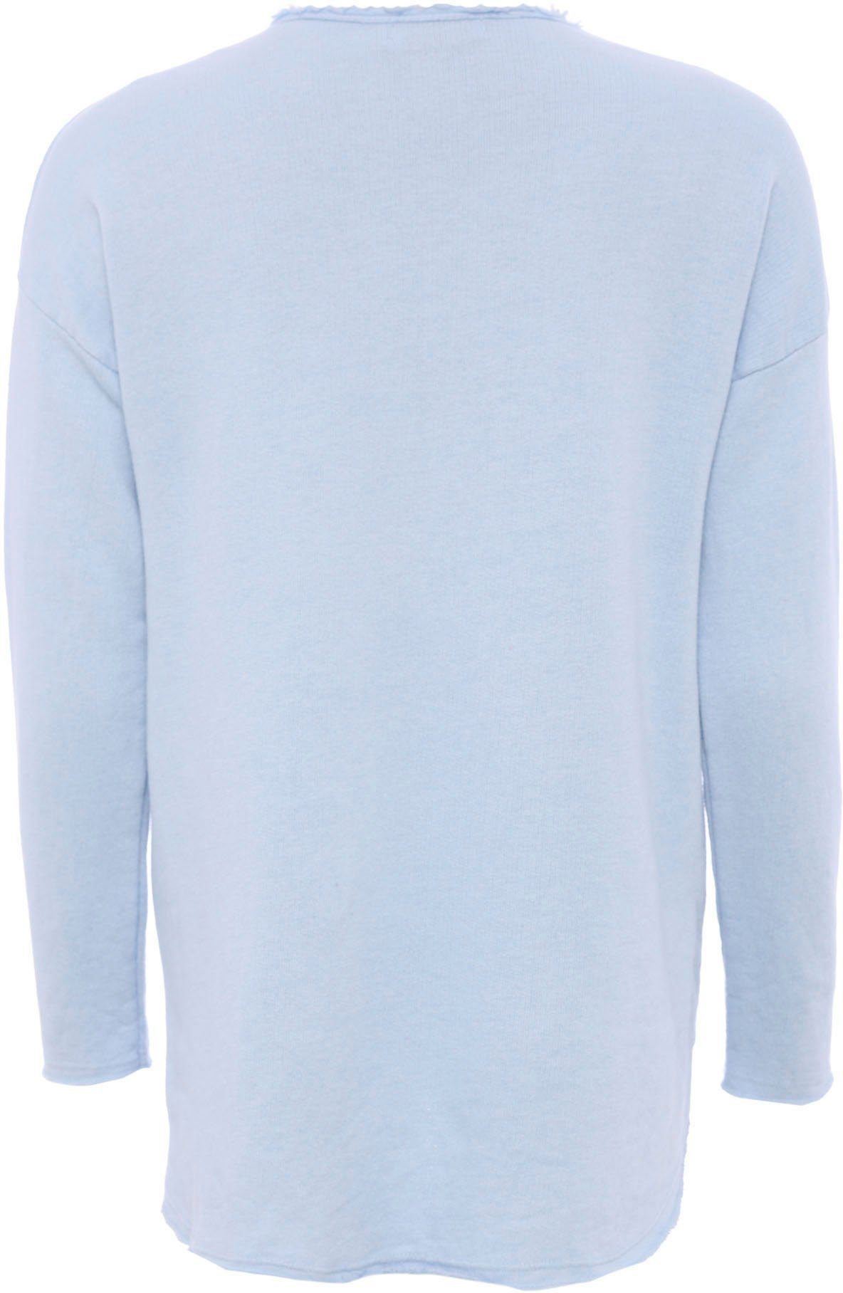 Zwillingsherz Sweatshirt "Positive Mind" met v-halslijn in used look en stempelprint