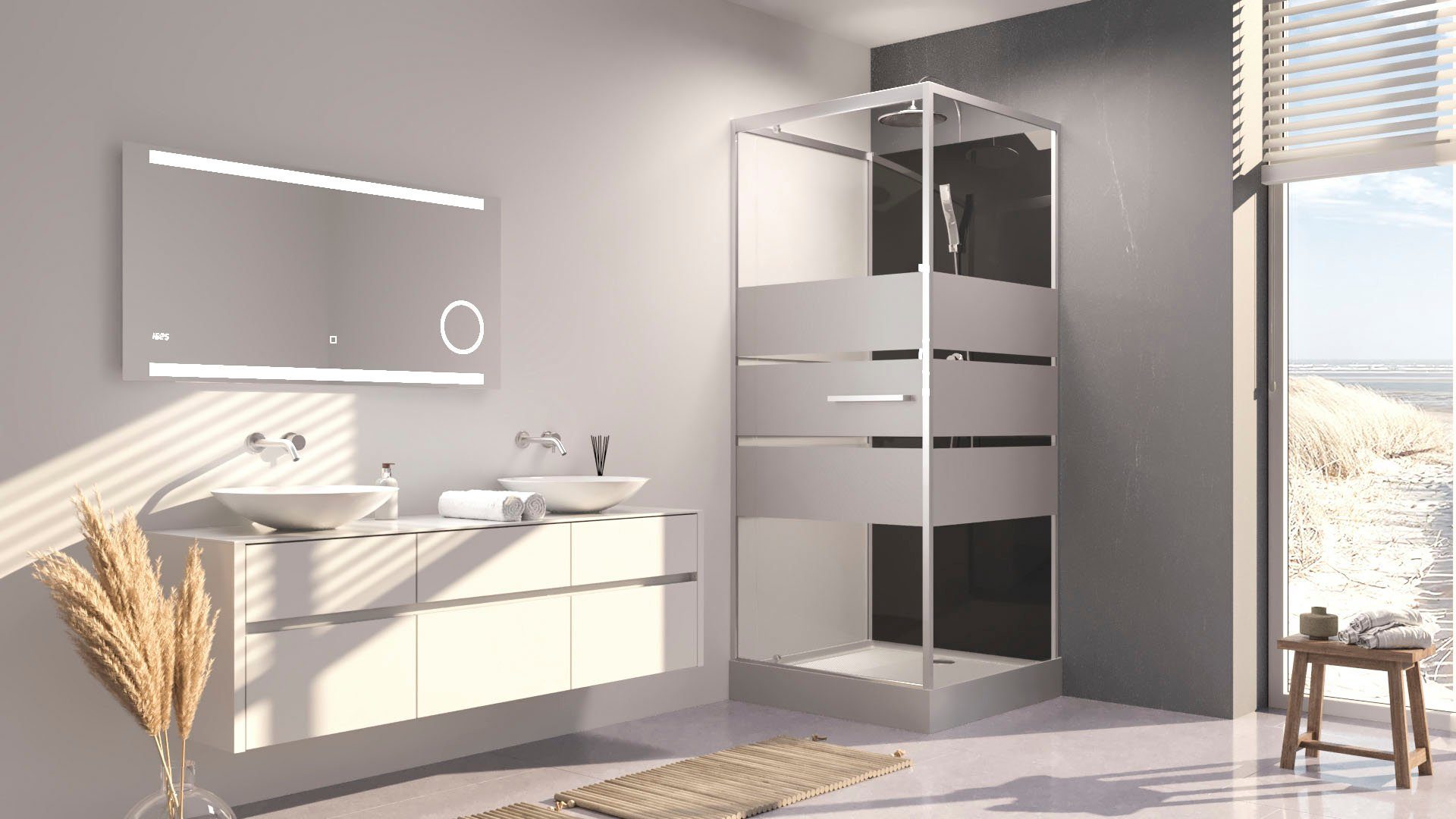 Marwell Complete douche Dusy inclusief kranen, 90 cm x 90 cm