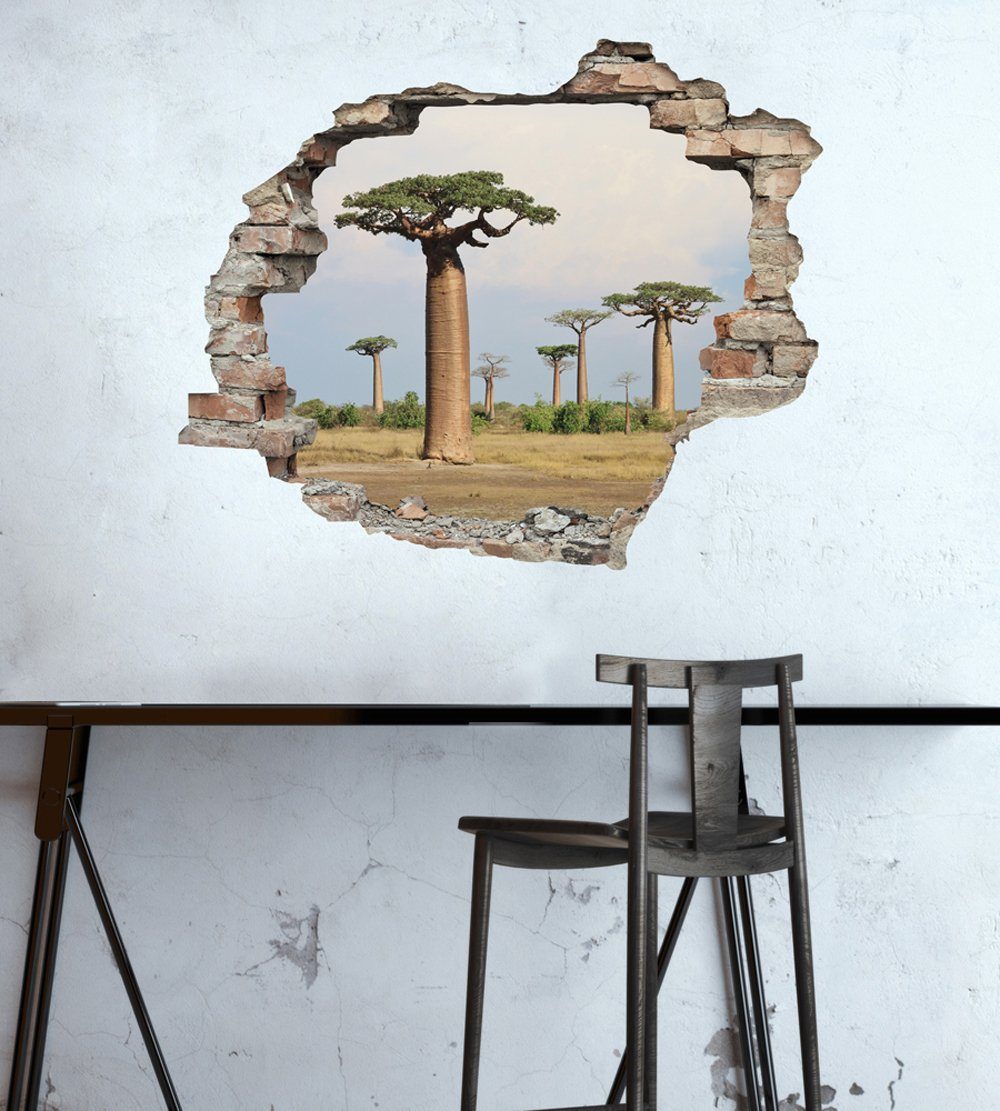 queence Wandfolie Apenbroodboom Muursticker, muurdecoratie, zelfklevend, 3D, muurdurchbraak (1 stuk)