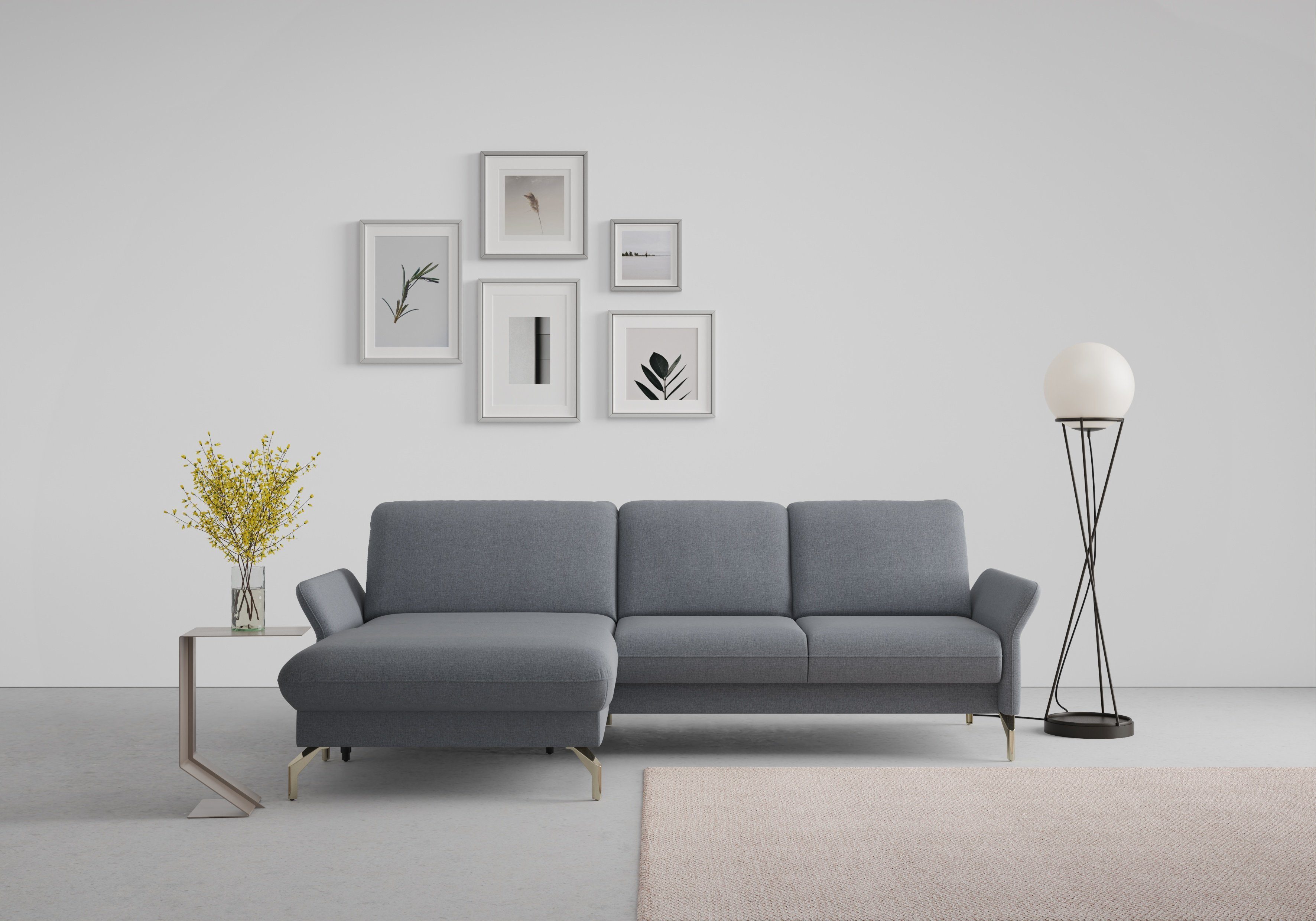 sit&more Hoekbank Fashion L-vorm naar keuze met verstelbare hoofdsteun, uittrekzitting, motorisch, nikkel poten