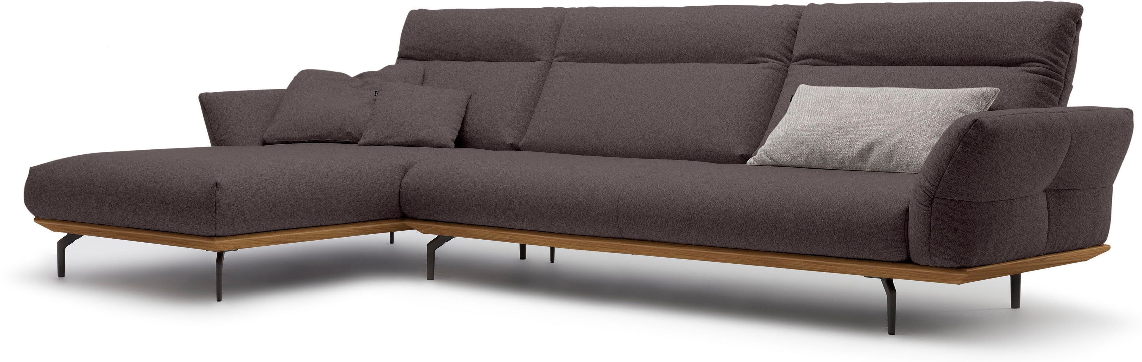 Creation BY ROLF BENZ Hoekbank CR.460 Sokkel in walnotenhout, onderstel in umbra grijs, breedte 338 cm