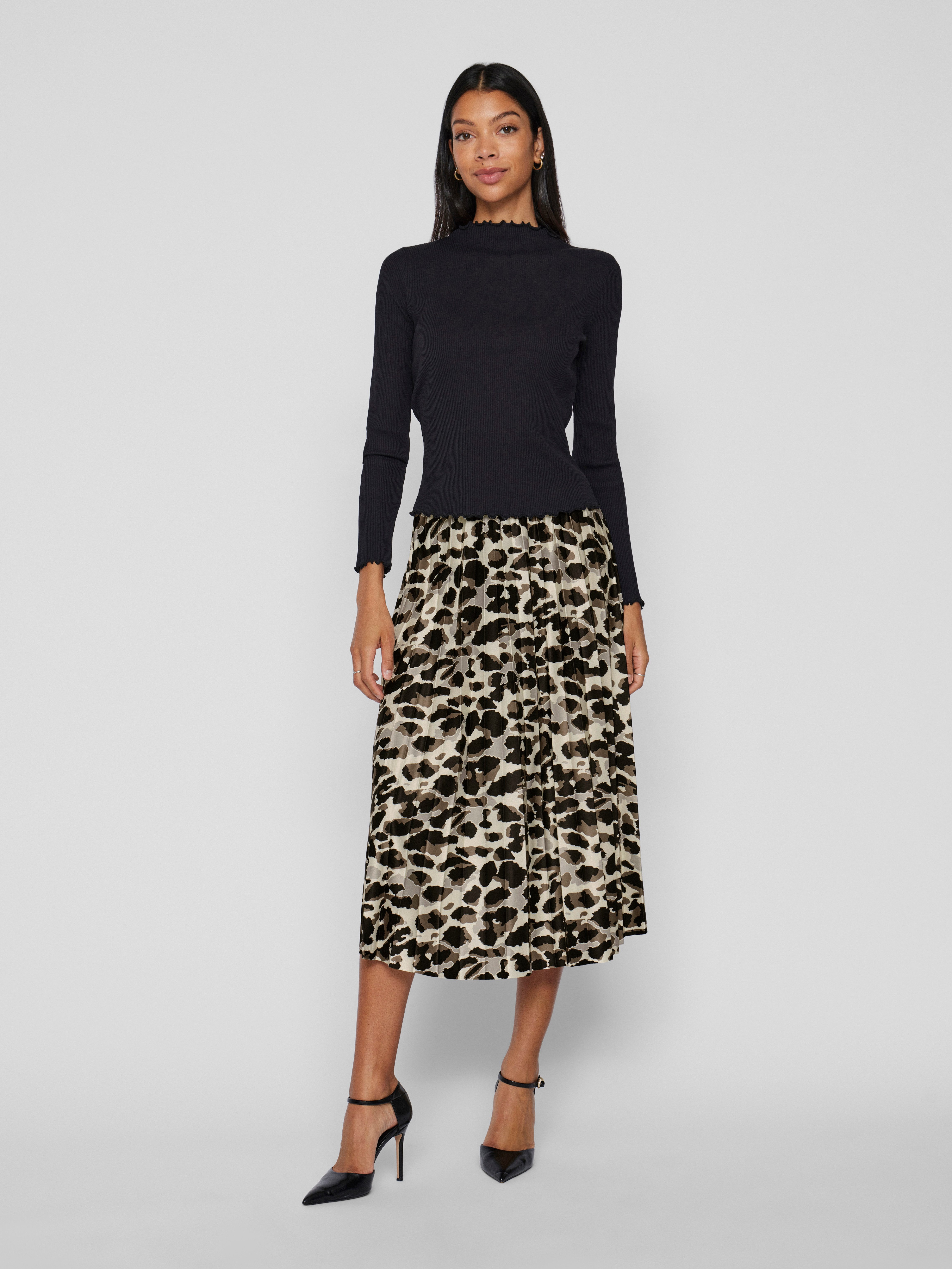 Vila Plissérok VINITBAN PRINT SKIRT - NOOS